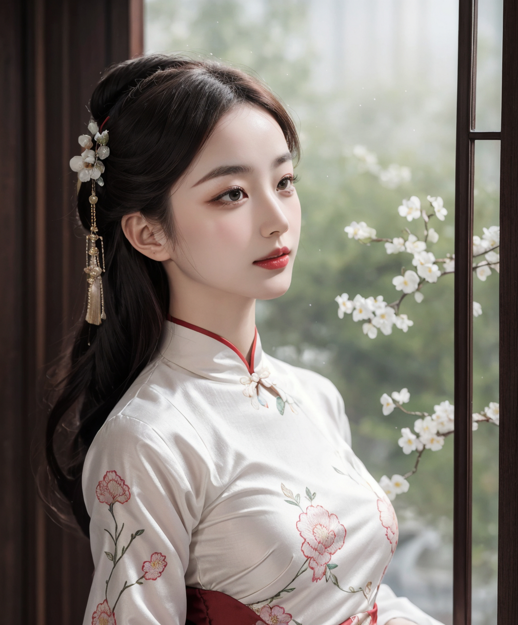 那美丽的旗袍同她的美丽,充满了韵味和气质,让人为之心动.#旗袍美女
