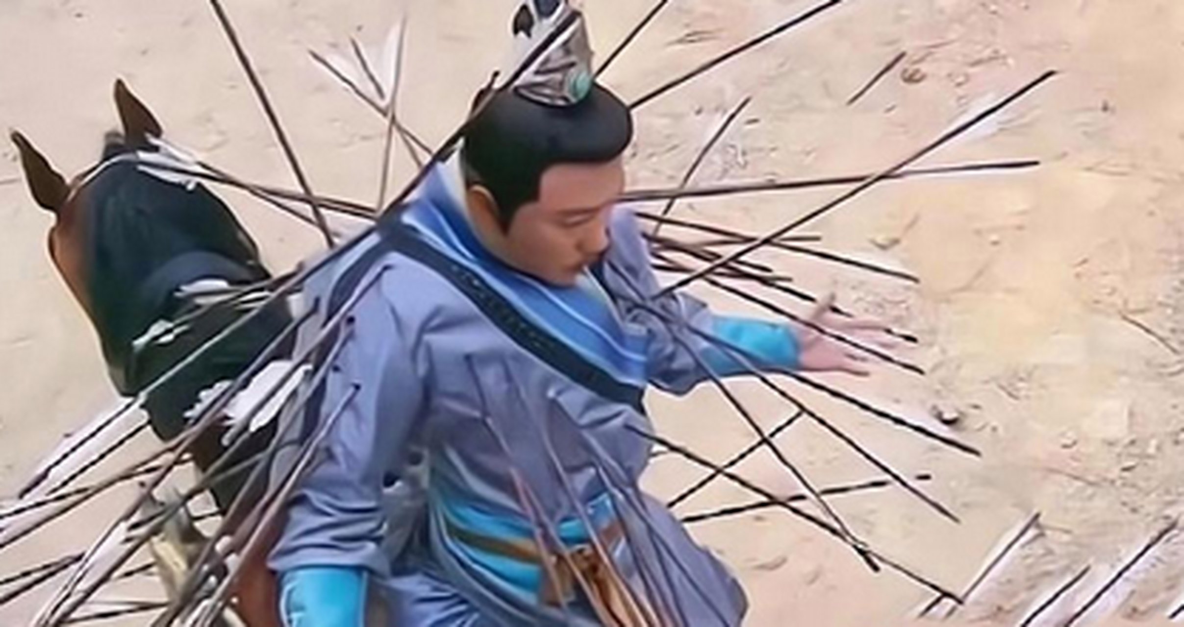 全身中了数箭,就是除了脸部不能中箭