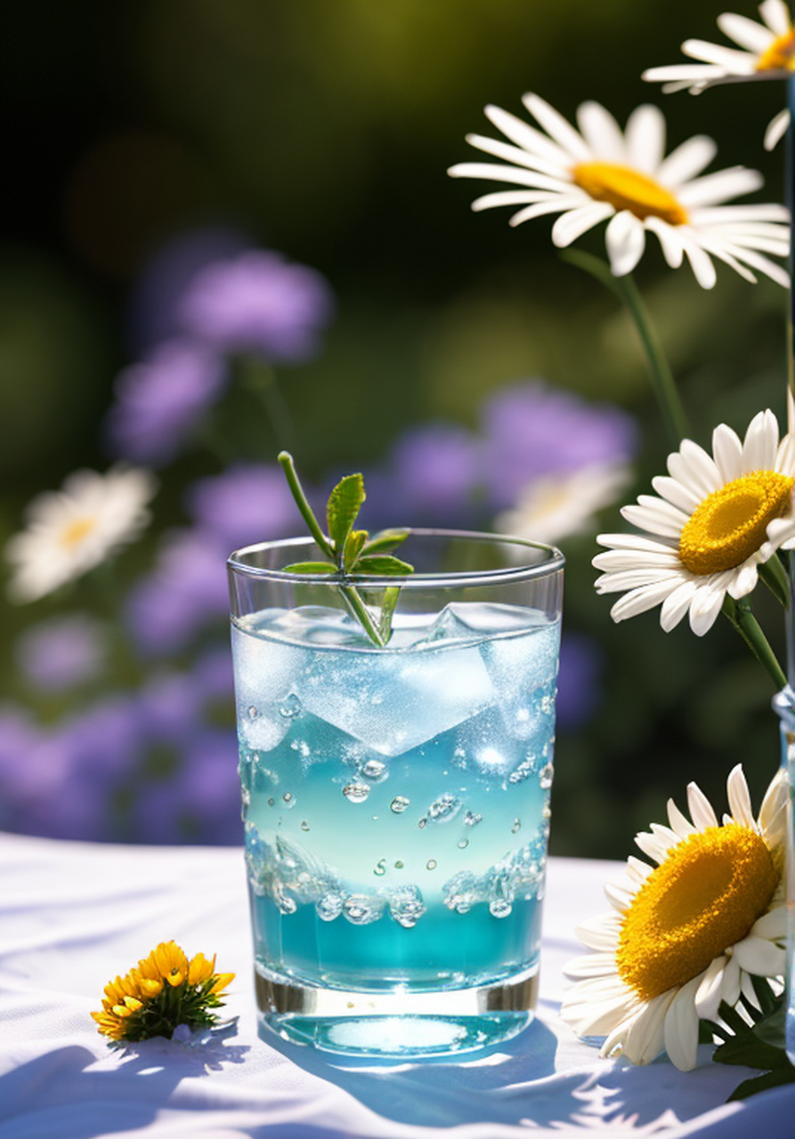 有碳酸饮料的水滴的玻璃杯,半透明液体,冰块,气泡