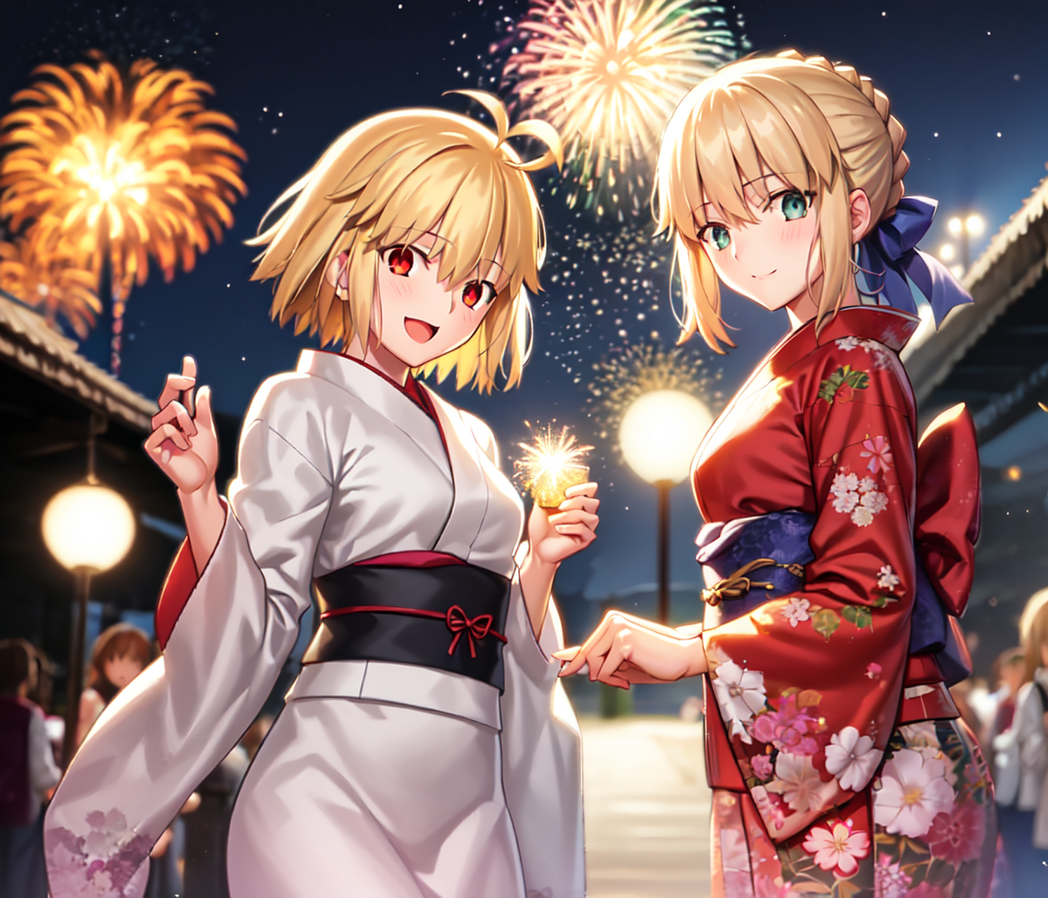 穿着和服参加夏日祭的saber&月姬[打call] #fgo# #fate