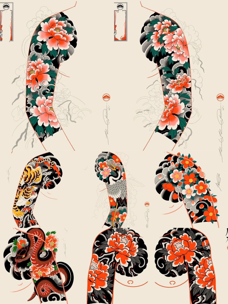 老传统花臂 半甲纹身 手稿分享	老传统 湛江纹身 湛江刺青 满背纹身