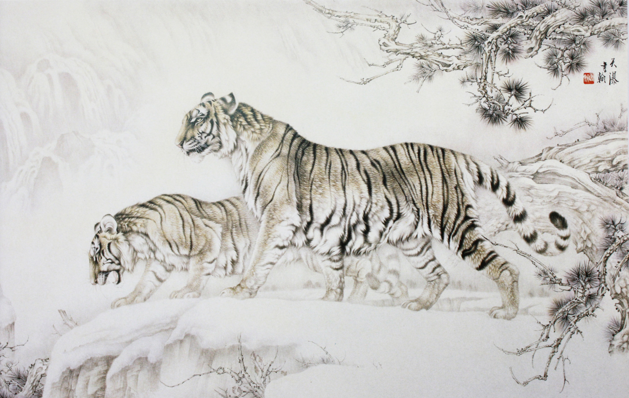 高清:田书翰老虎#工笔# #工笔画# #最美工笔画