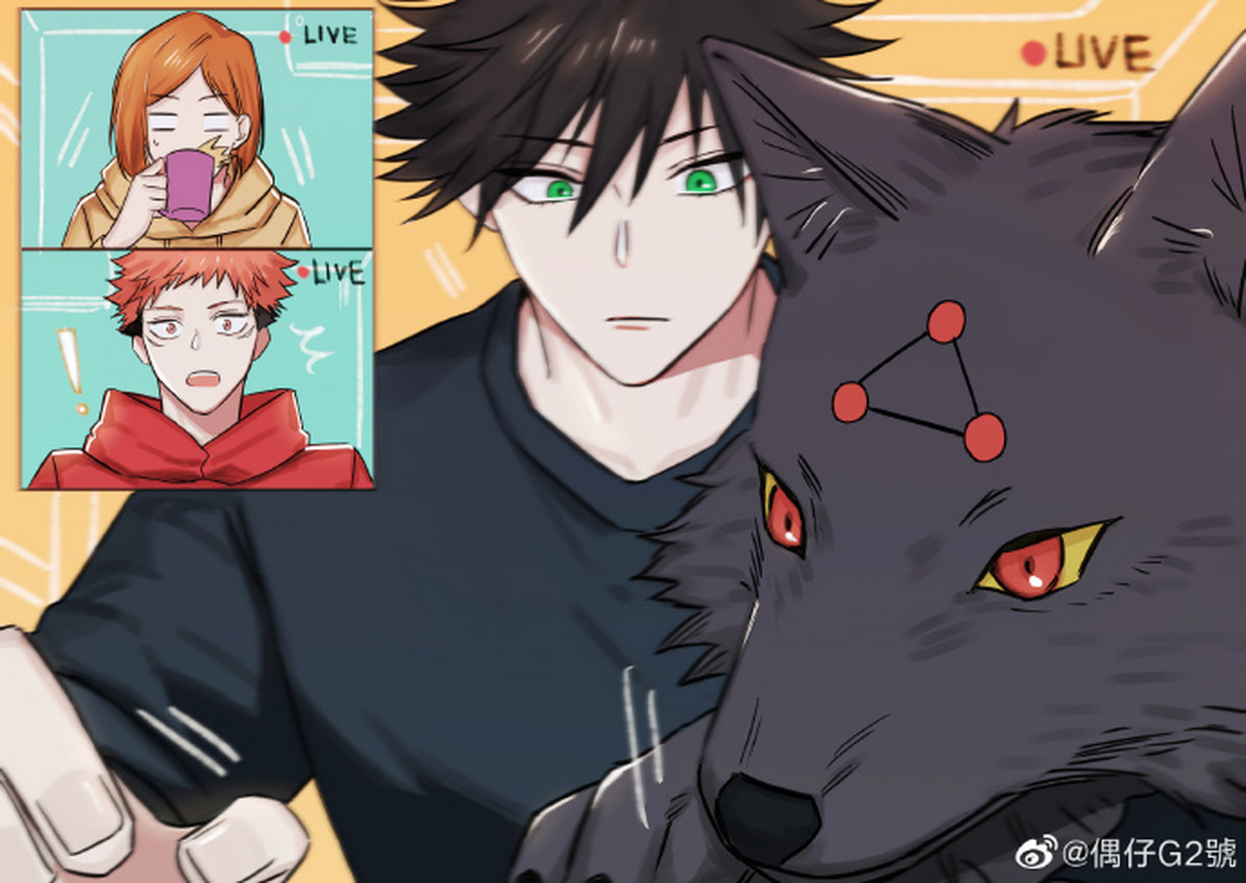 咒术回战 #虎伏钉# 線上聚會[抱抱]玉犬黑也好奇想加入