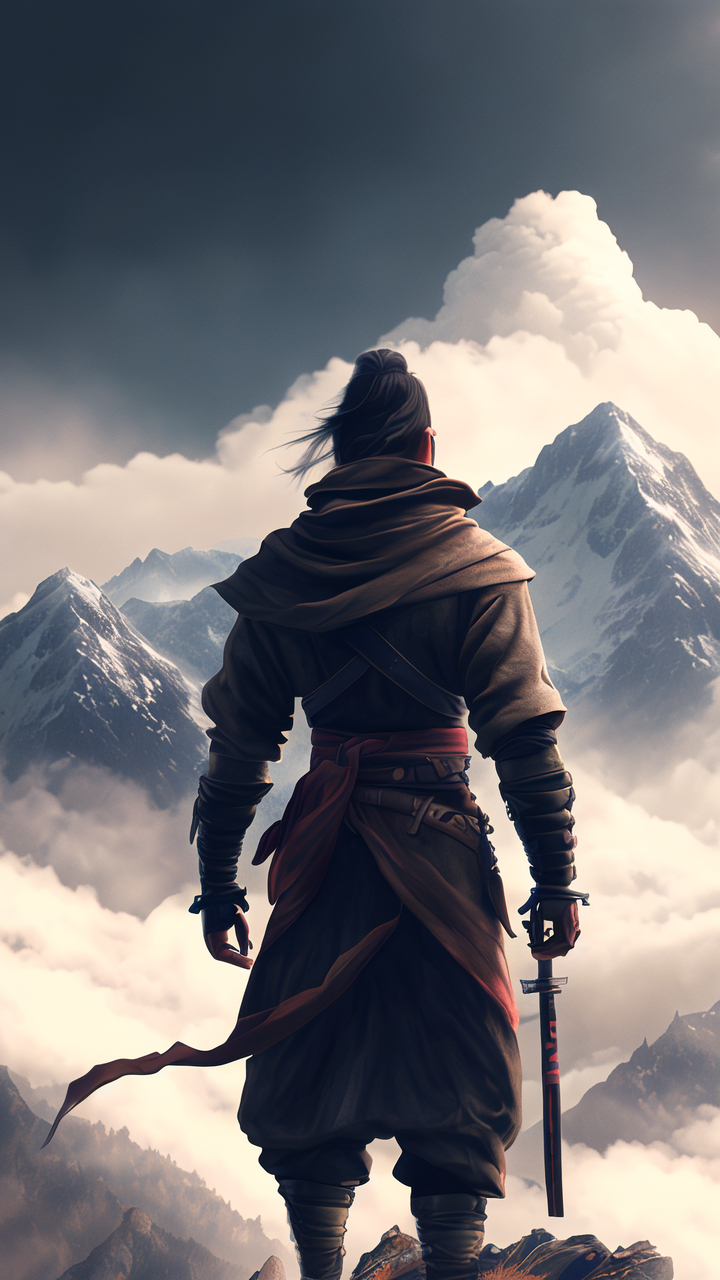 ai绘画##ai二次元绘画#  坚毅的背影,漫行在风雪中 挑战艰难的男人