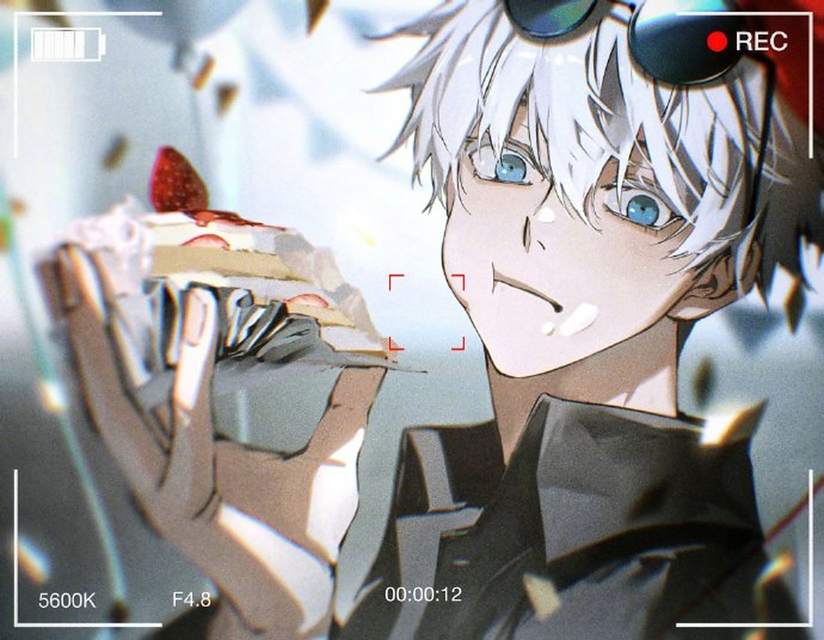 抓拍到一只吃东西的#五条悟# ,表情好乖!