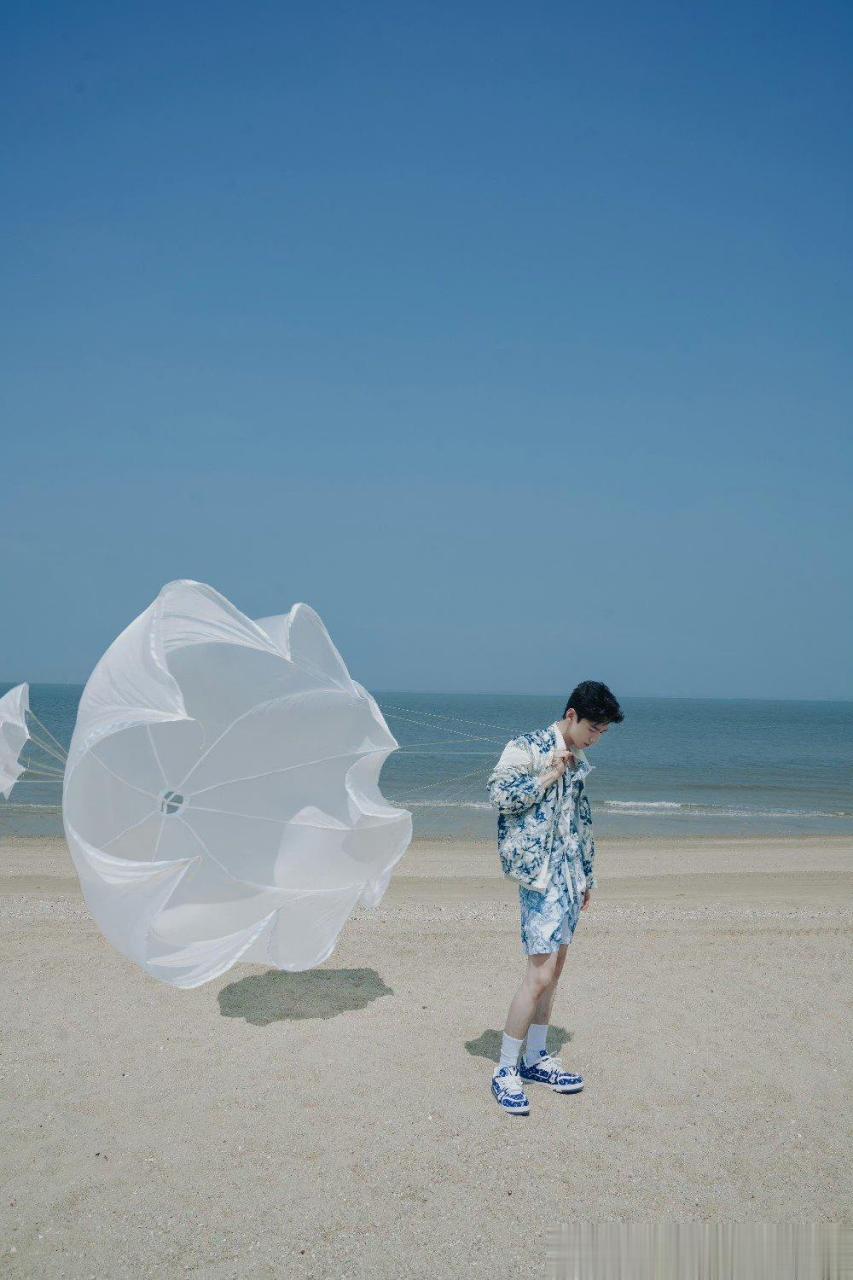 白敬亭海边拍照  白敬亭的腿毛  太帅了