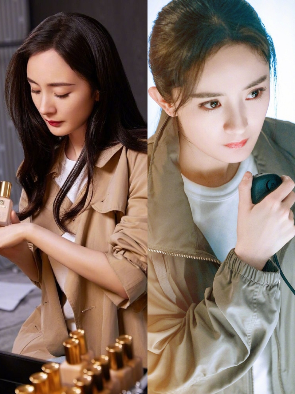 杨幂初秋卡其色风衣造型保暖时尚 杨幂的穿搭风格一直备受瞩目,她这次