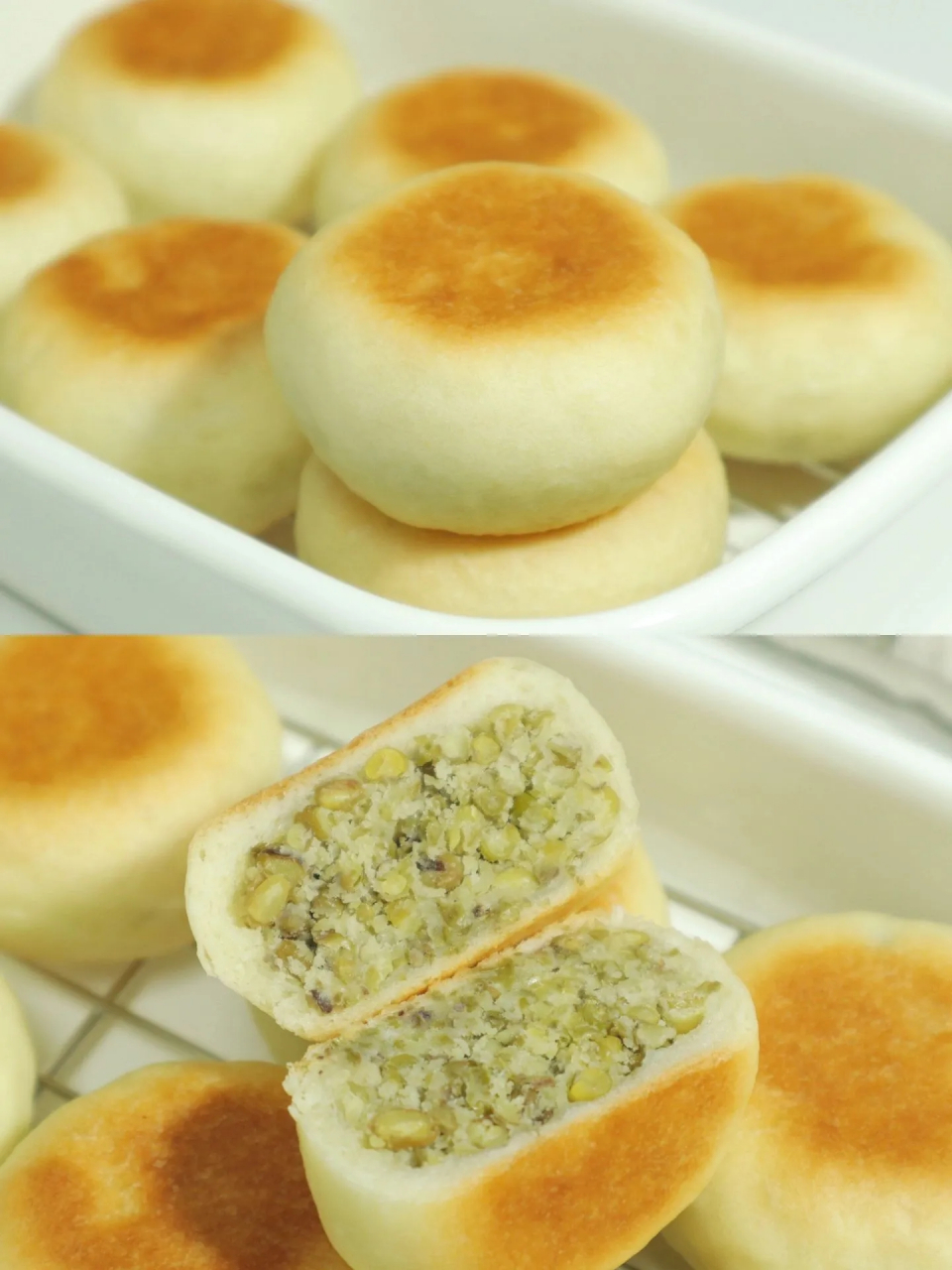 软皮绿豆饼清爽不腻,不用炒馅,不用开酥,  不用揉出手膜的软皮绿豆饼