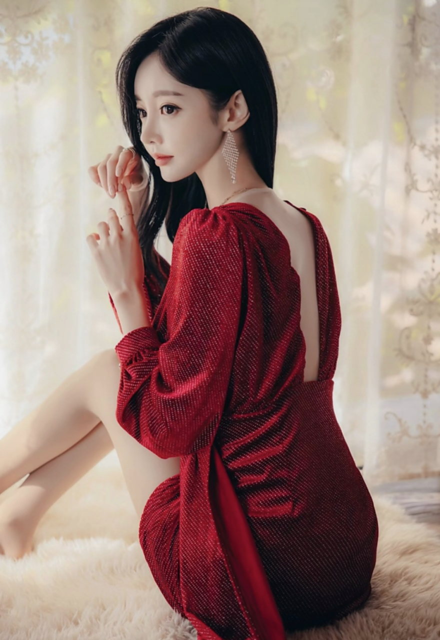 大美女孙允珠 轻松驾驭大红色衣裙[滑稽]