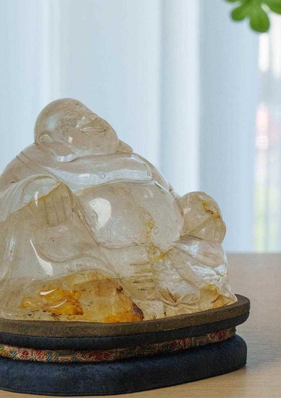 清 水晶弥勒佛像[得意] 尺寸:10.6×6.8×8