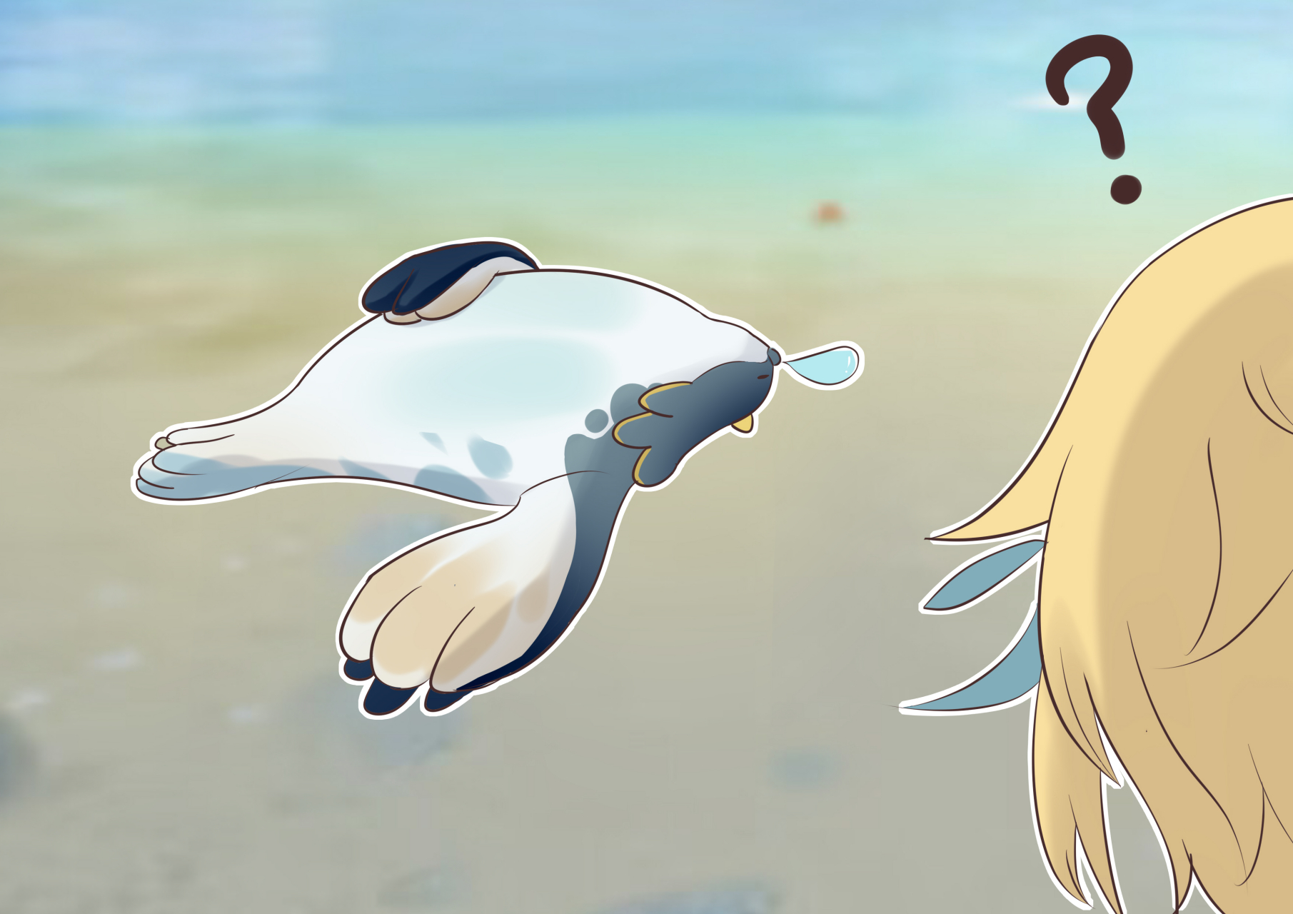 干脆抱着一起睡觉得了[温暖]#原神#  画师:偷糖狗