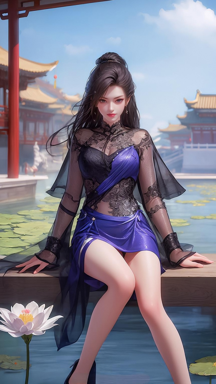 国漫女神|《天行九歌》明珠夫人ai高清手机壁纸:"夜幕四凶将"之一,被