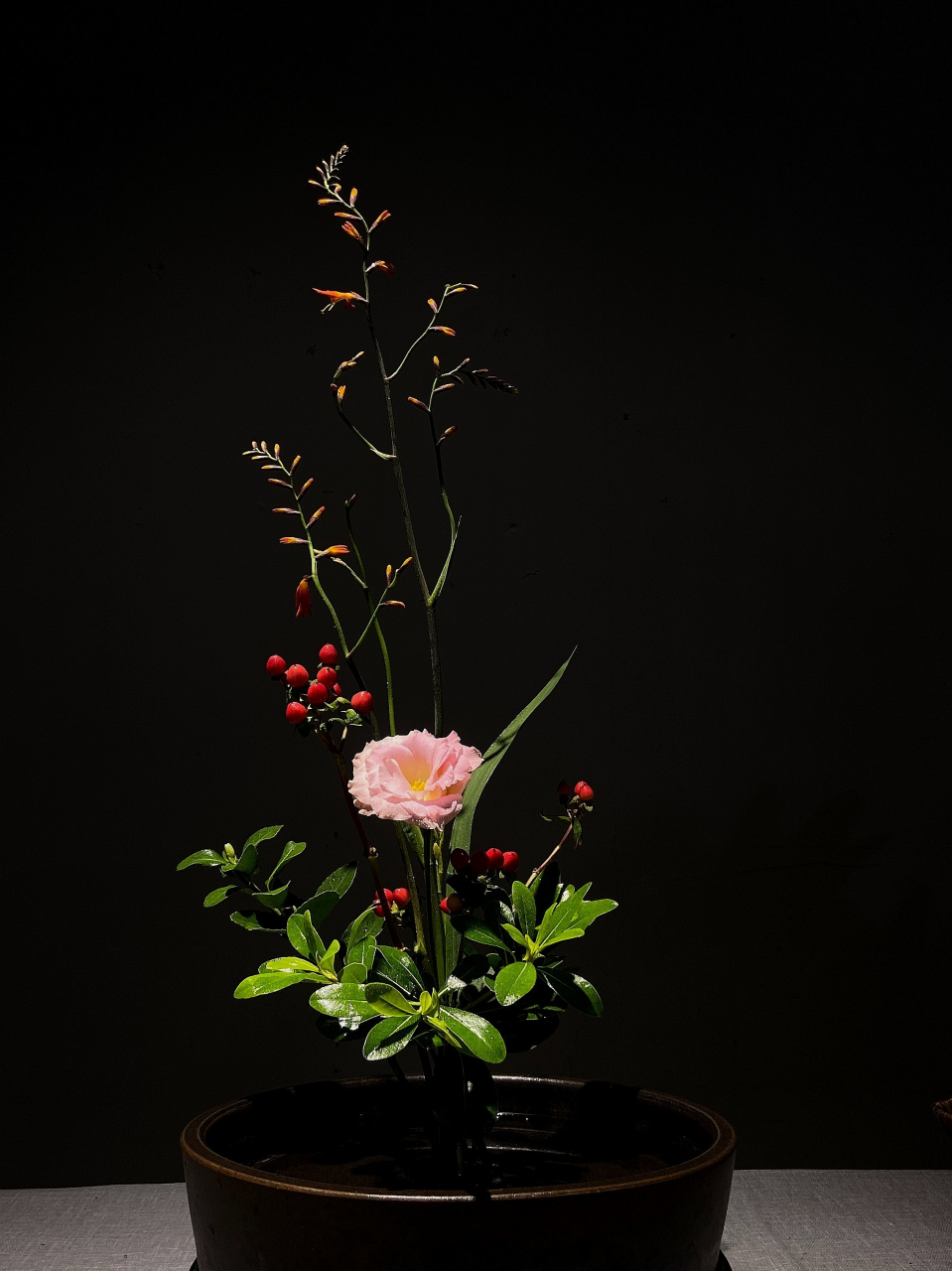 93花派中式插花集训营 day1 90今日课程: 盘花直立型,盘花直立型