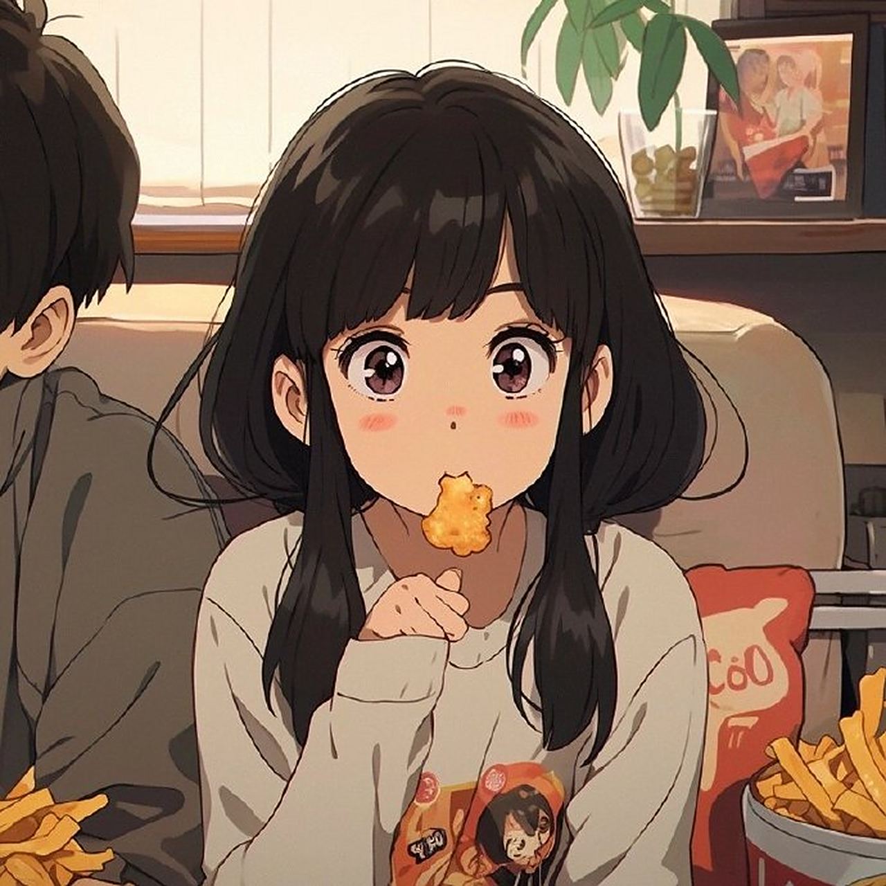 吃东西好可爱的两人[心]  #动漫cp