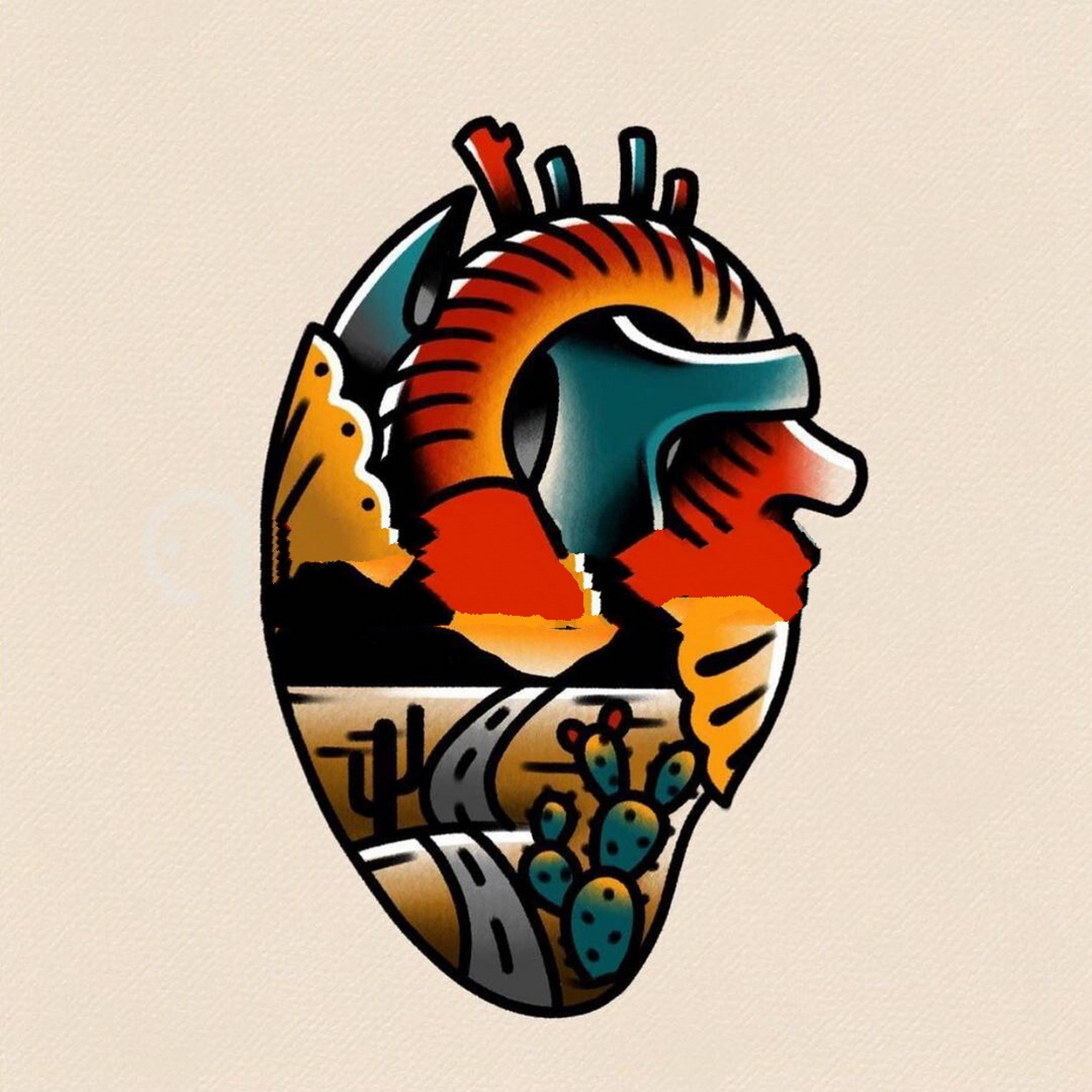 7张拼接小图花臂oldschool纹身