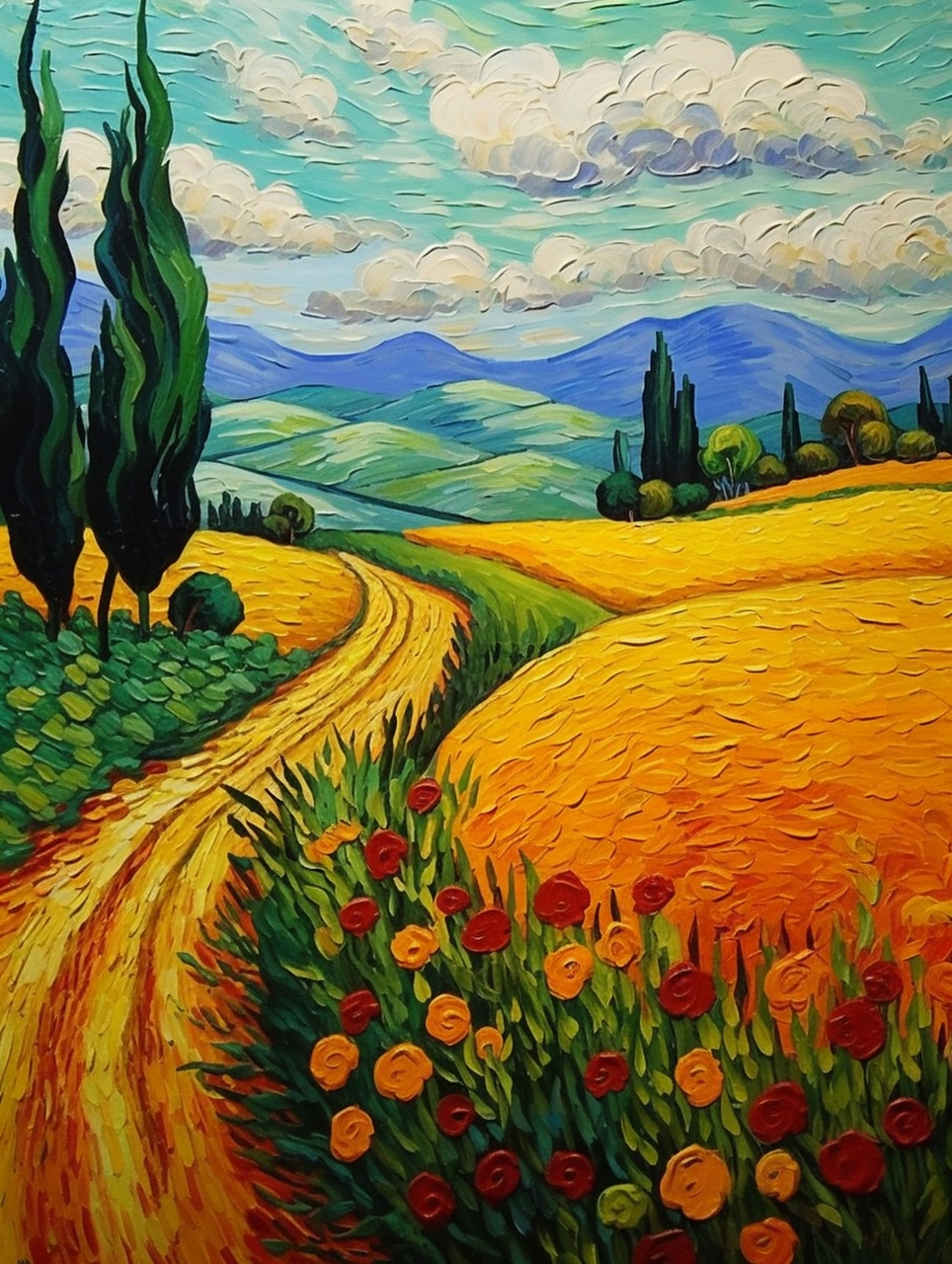 绚烂星空下的梵高油画风格  梵高(vincent van gogh)是荷兰后印象派