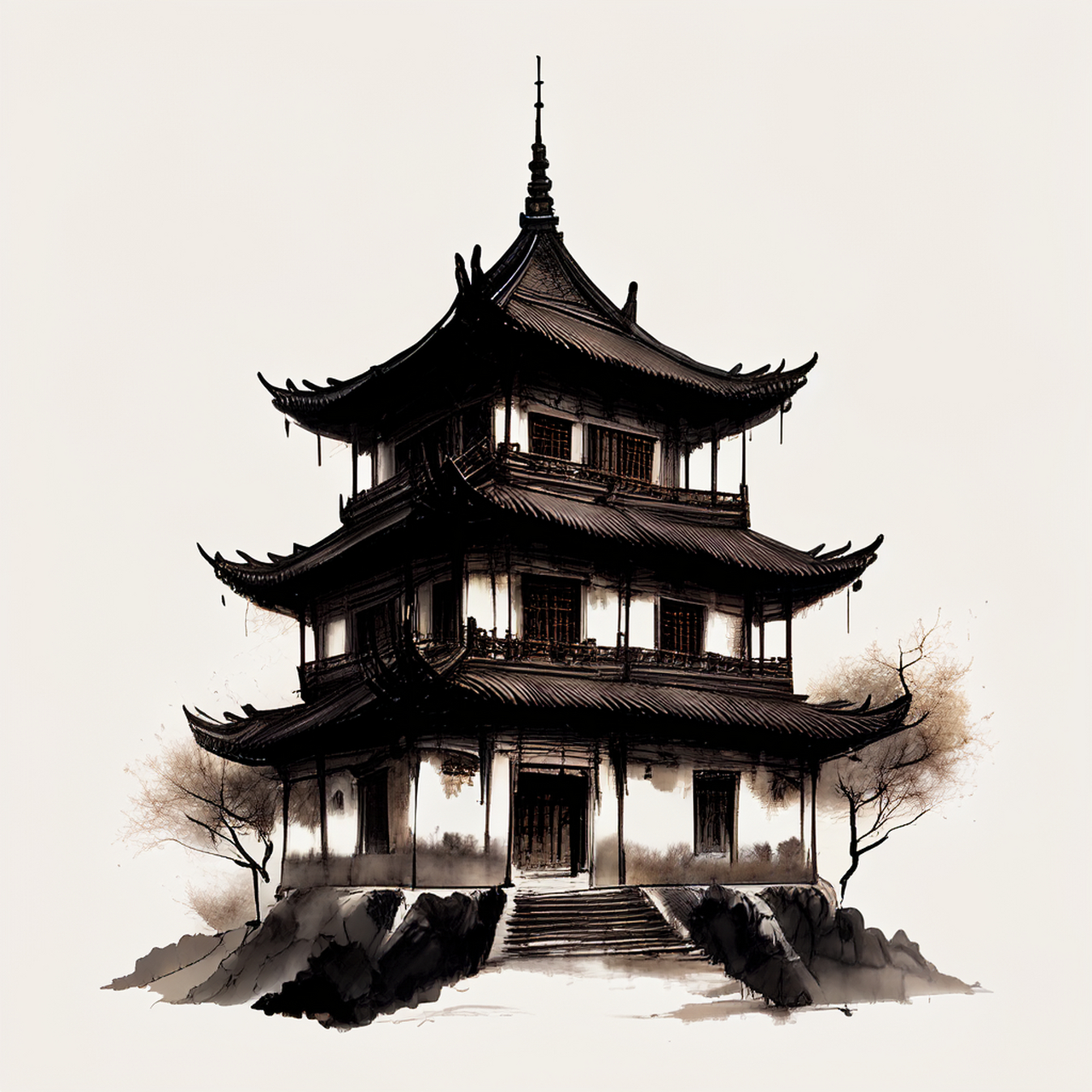 水墨移轴特效,现实风格,似闻佚老堂,知是几世孙.高清