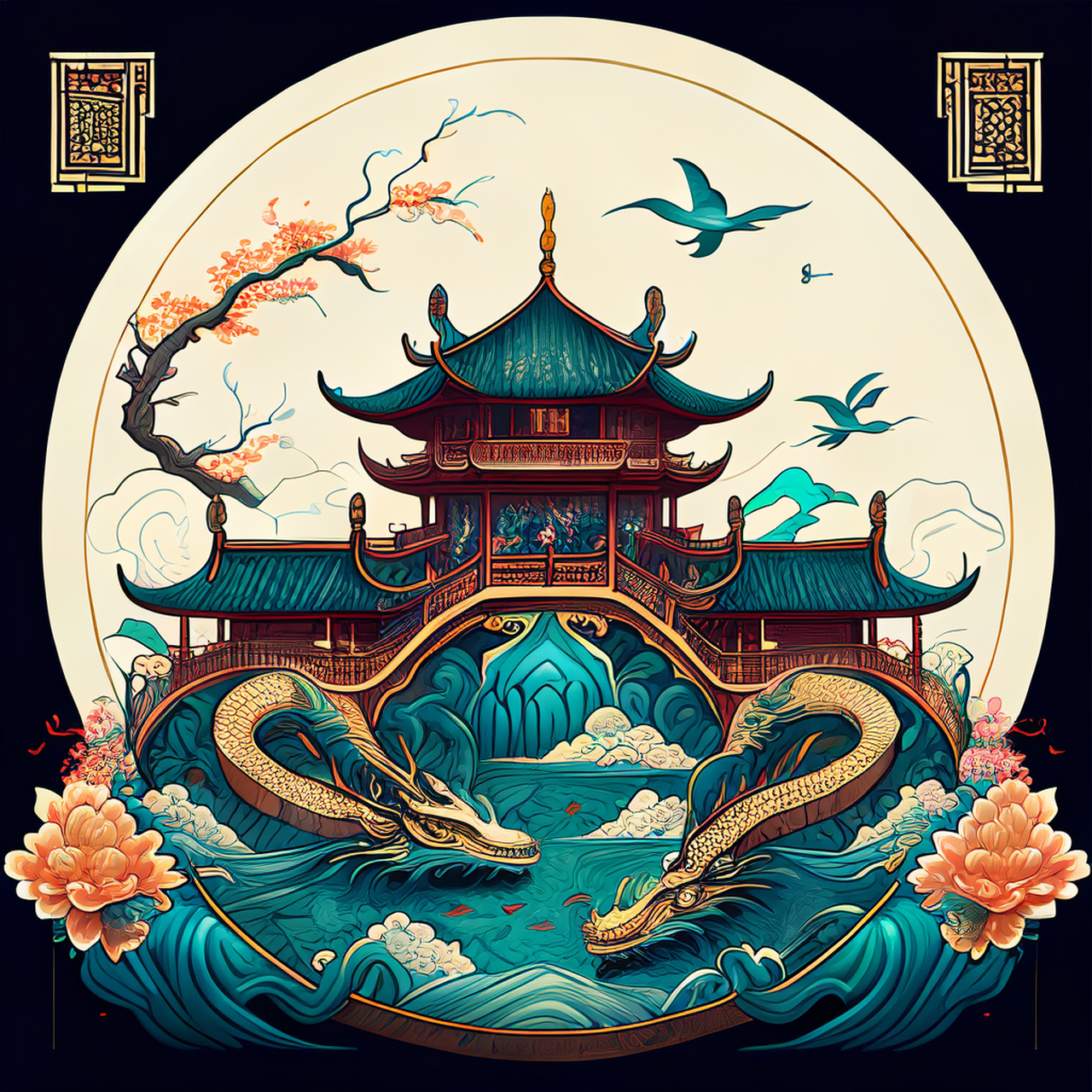 寄谢寥阳天,龙宫书未读.4k,简洁,静谧#百度ai绘图黑科技