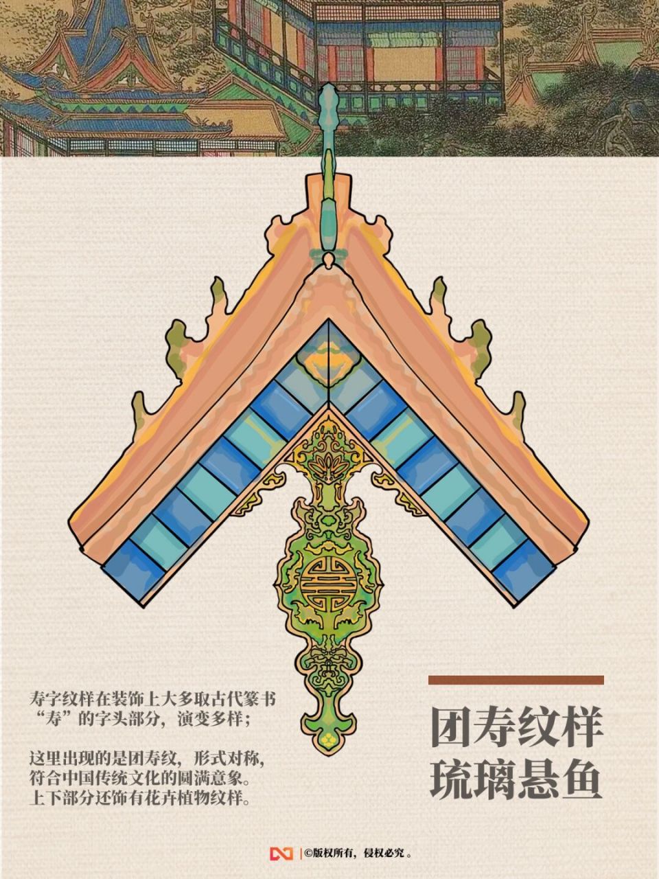 中国古建筑悬鱼  🐟"鱼"是中国传统文化中一种吉祥的象征,常见的