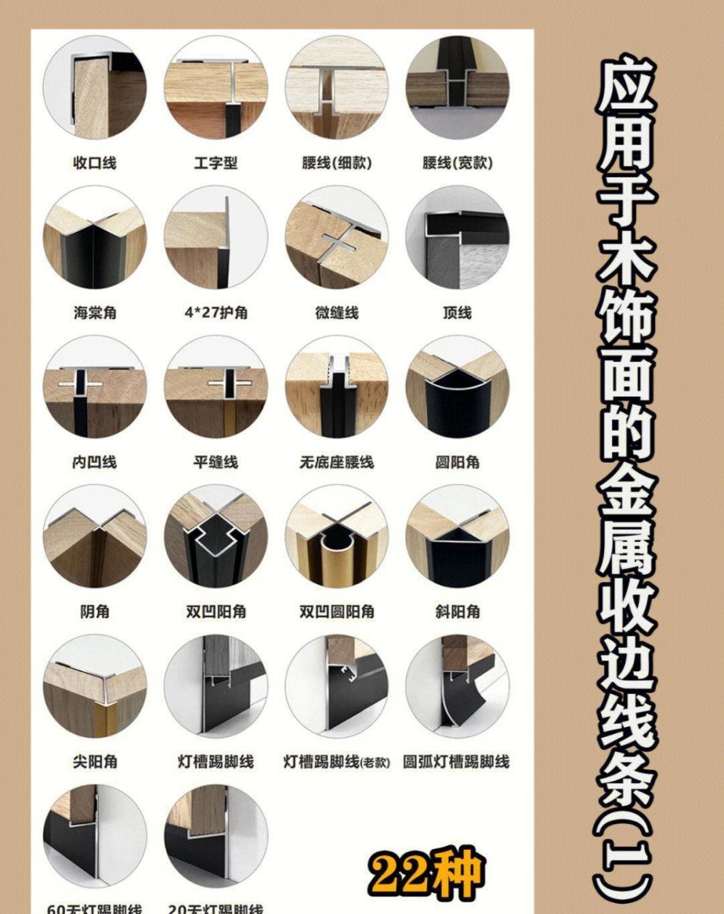 22种应用于木饰面的金属收边线条(1) 收口在设计和施工中是肯定会遇到