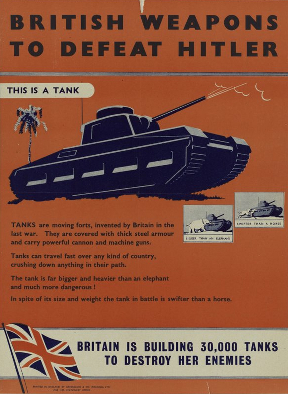 英国在二战时期的宣传海报,颂扬玛蒂尔达步兵坦克的优点.