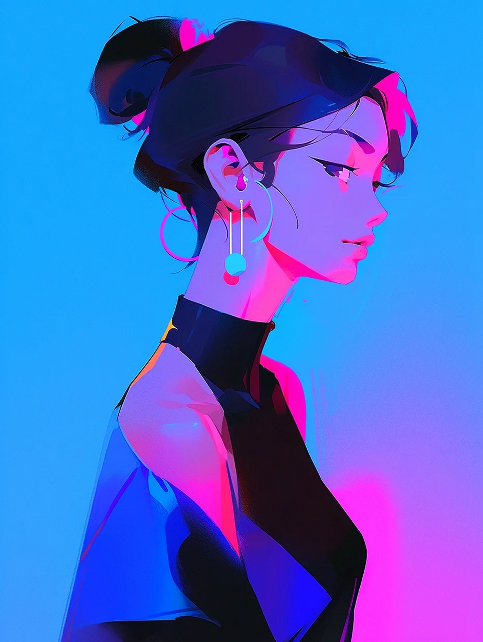 midjourney | 荧光色潮酷女孩  一组潮酷小姐姐扁平插画参考,跟昨天的