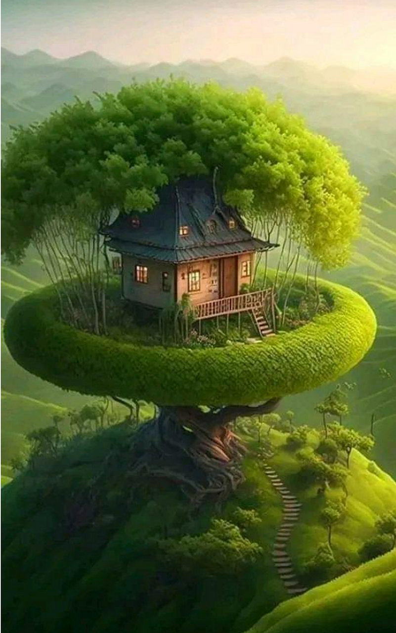 这种梦幻般的树屋,只有在梦里和电视里才能实现吧 .