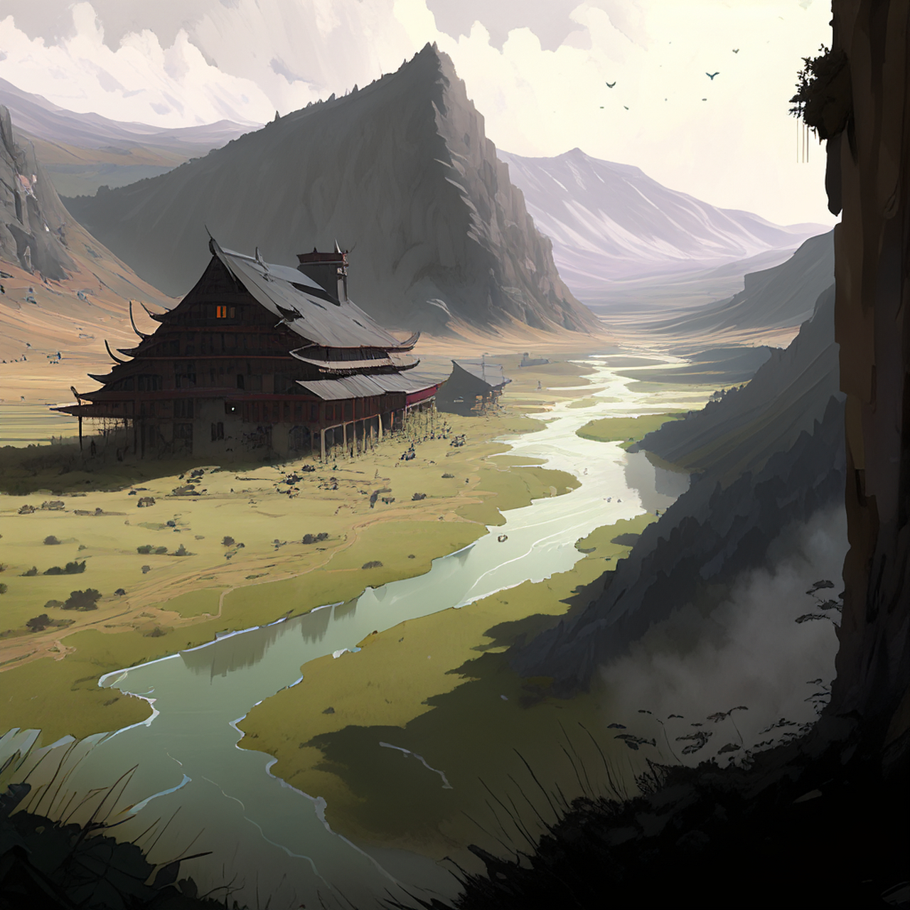 朝为谷口翁,莫为省中郎.静谧,苍茫,明净#百度ai绘图黑科技