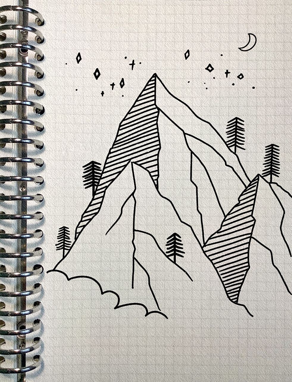 风景简笔画分享(59)山树云(内有过程)