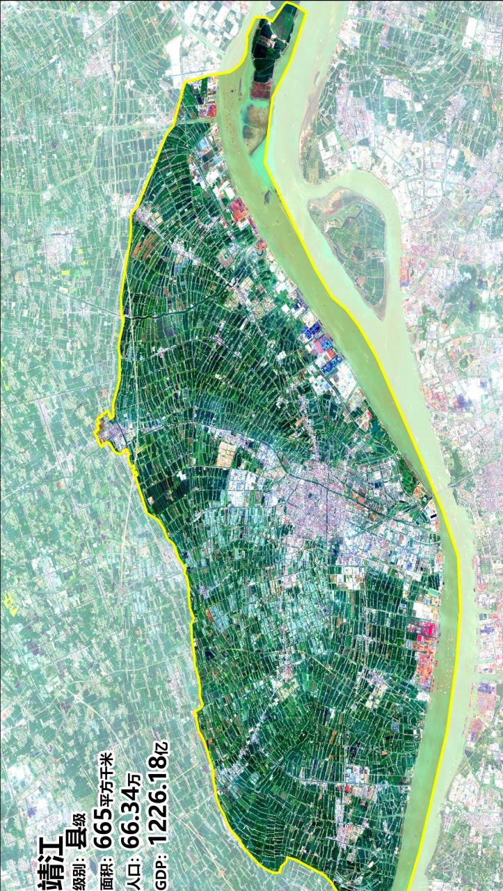 江苏省靖江市最新卫星影像图(4月) 2023年4月卫星影像图片,江苏省泰州