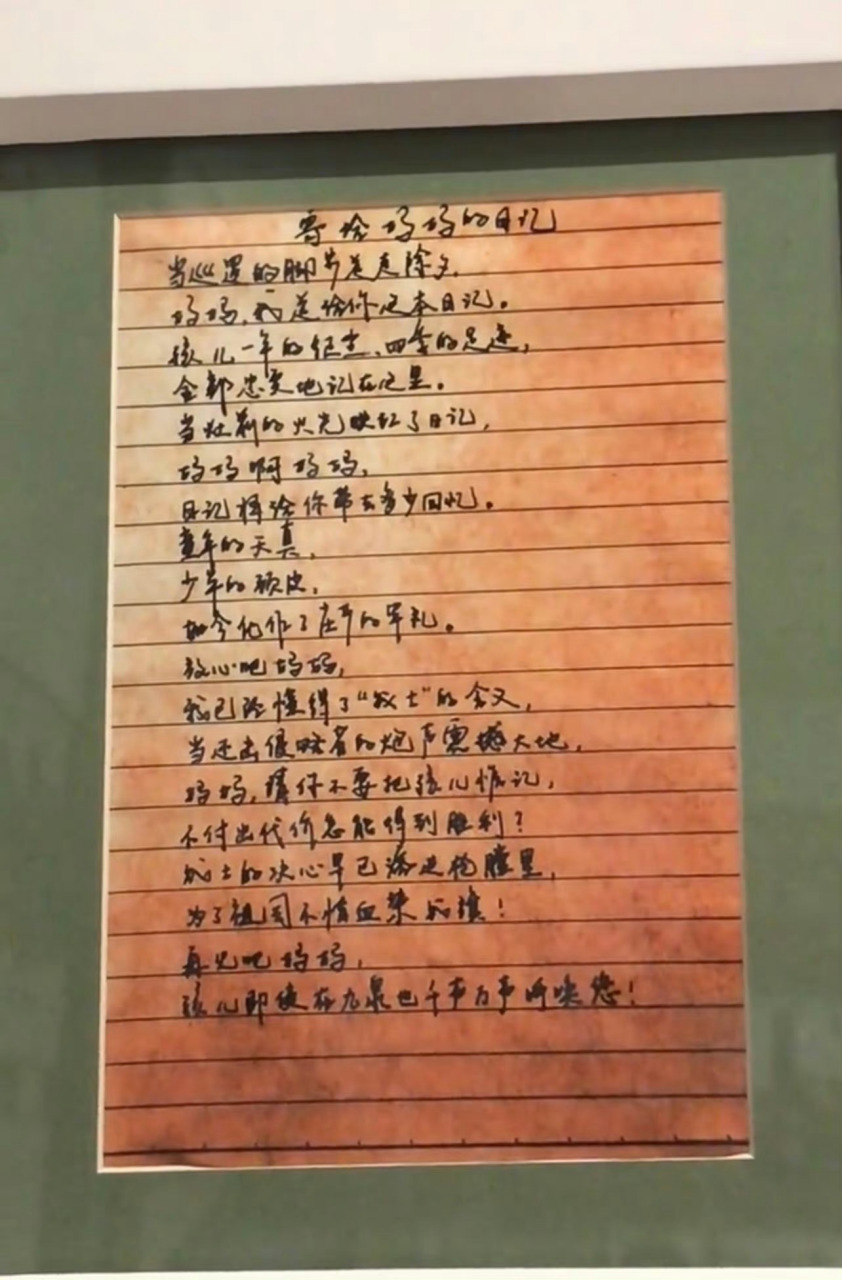 19岁烈士王建川写的诗《寄给妈妈的日记》