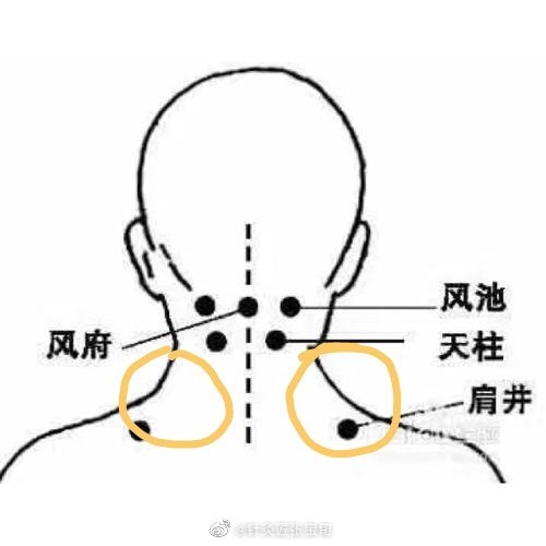手指沾盐水,拍后颈窝3下或者7下,就好了