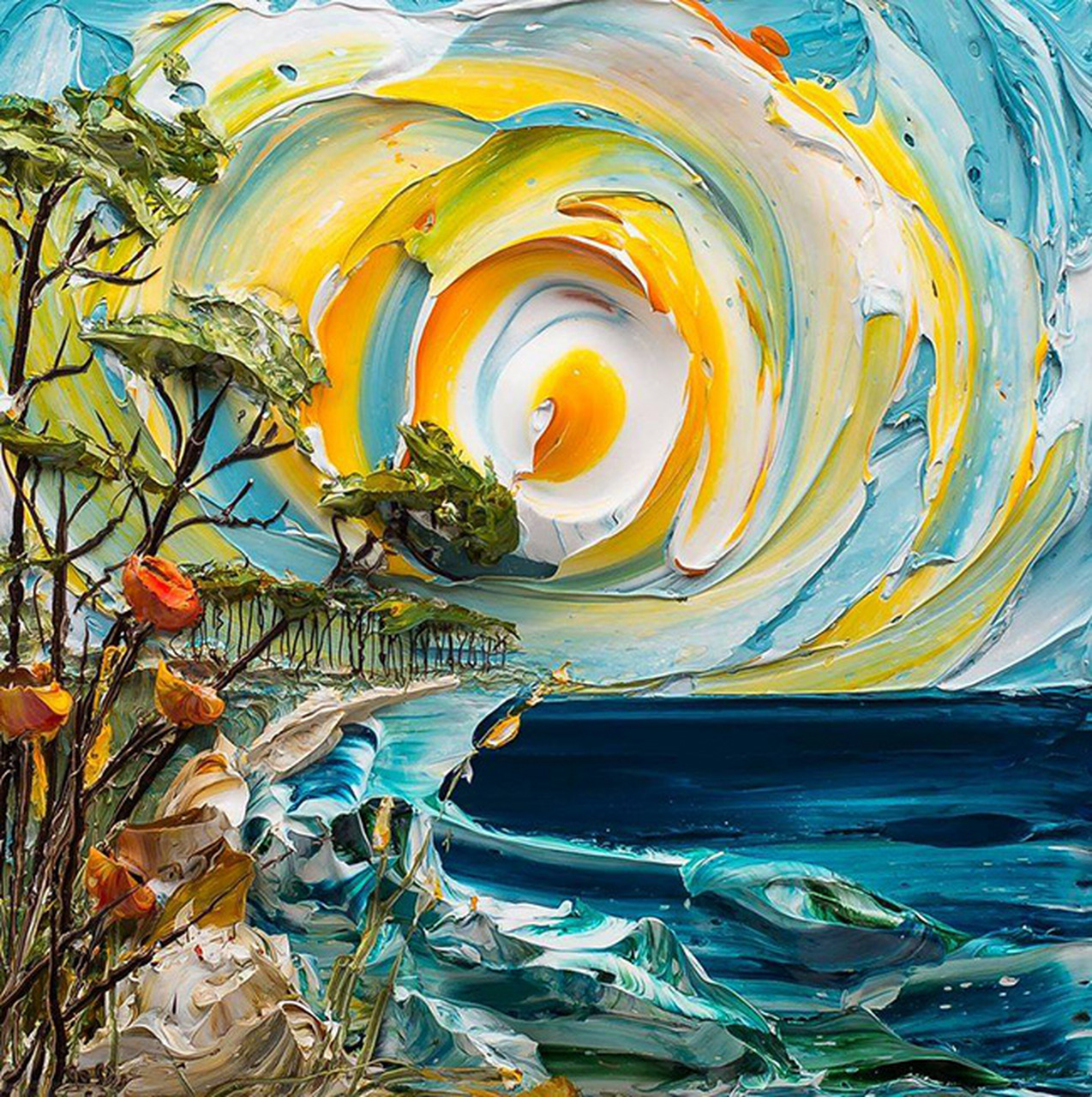 颜料还是厚点耐看,肌理的运用.