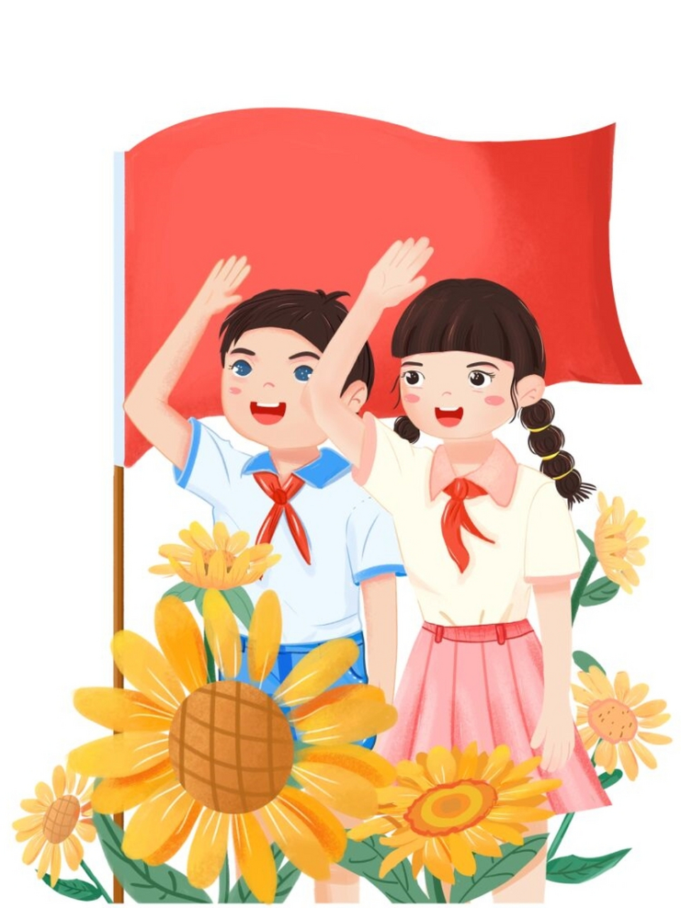 🎉🎉🎉 🔥卡通学生少先队员敬礼素材十一国庆节人物🔥 🎉
