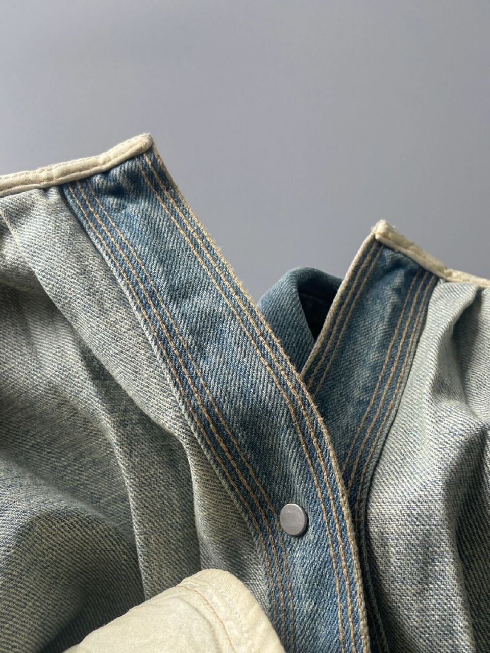 岁月痕迹的牛仔艺术:三本针复古衬衫  纯棉!