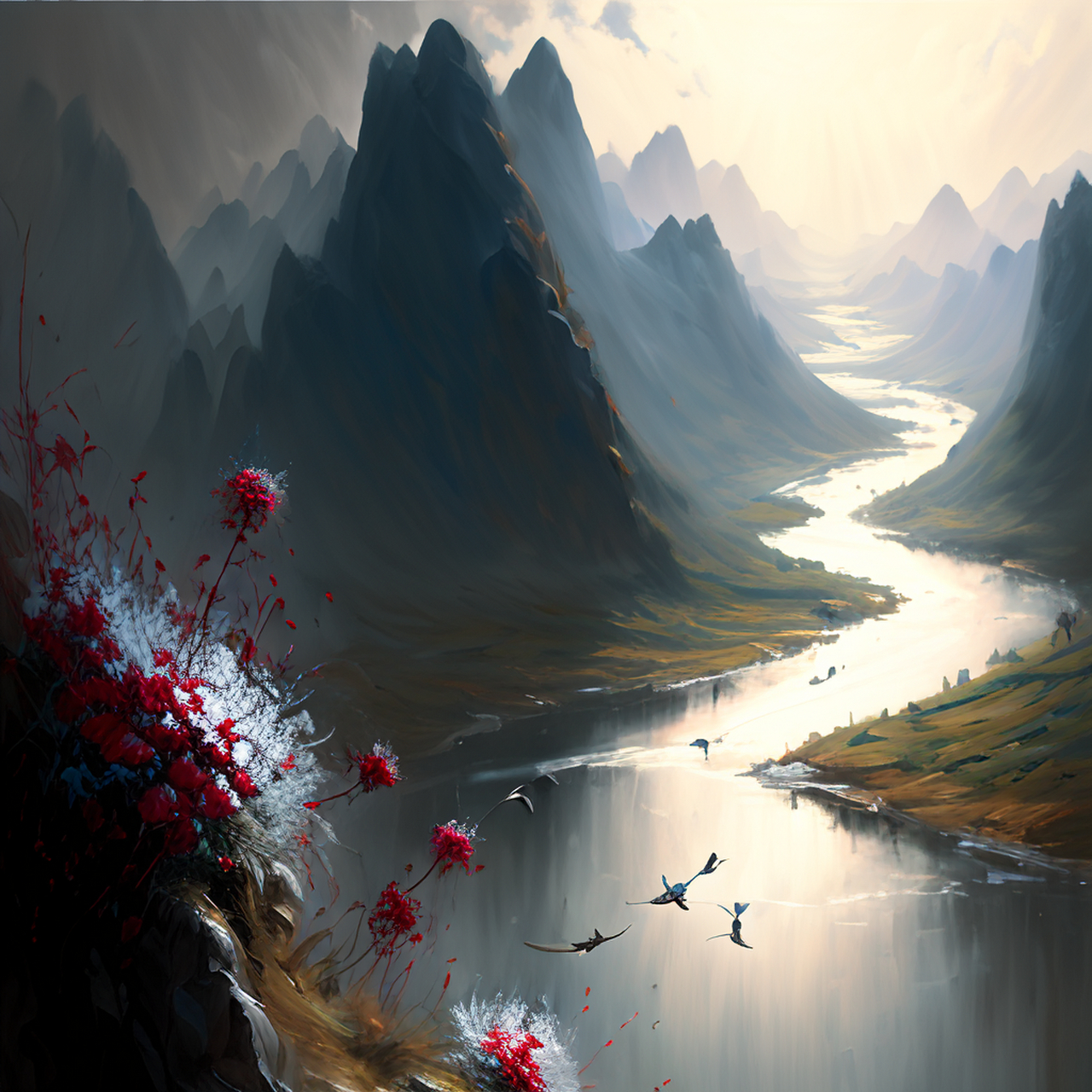 油画体积光,概念艺术,江山有恨非吾土,花鸟相逢故恼翁.高清