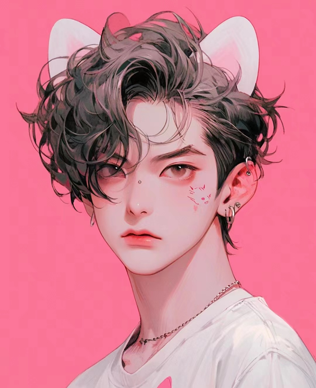 动漫头像猫系男友,超帅的男生头像[粉色版]#动漫头像# #微信头像