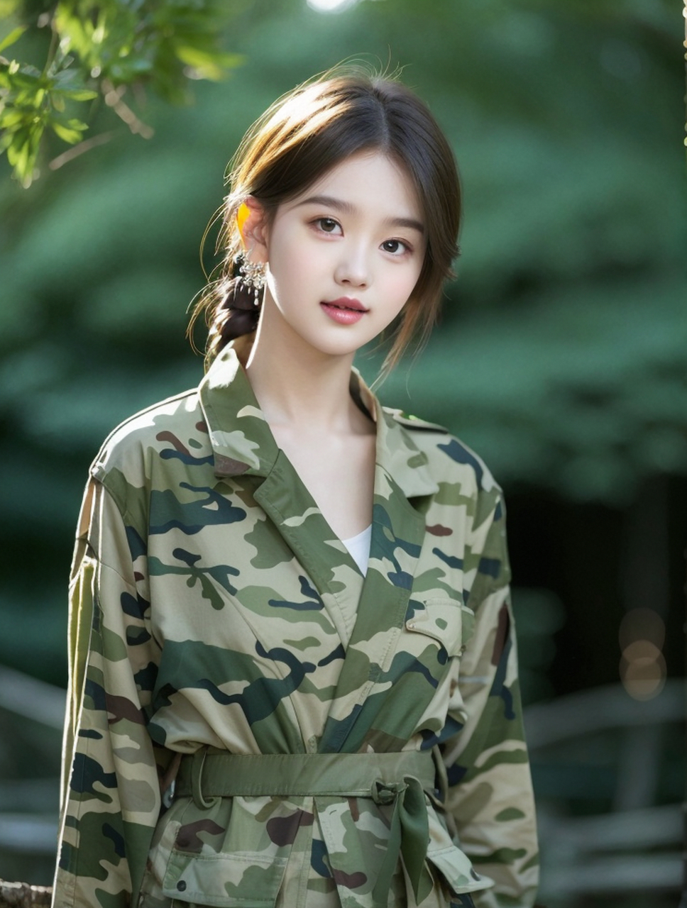 气质美女迷彩服写真照片#美女# #养眼美女