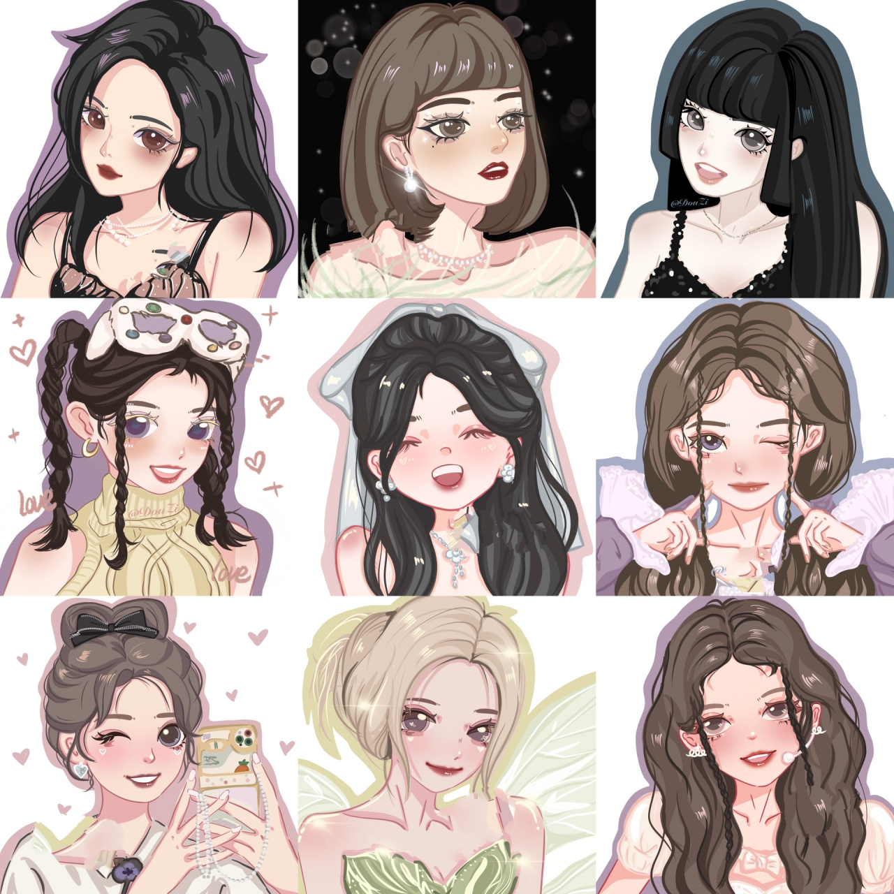 挑战画一百位女明星——九宫格汇总93	"不知不觉已经画了这么多位