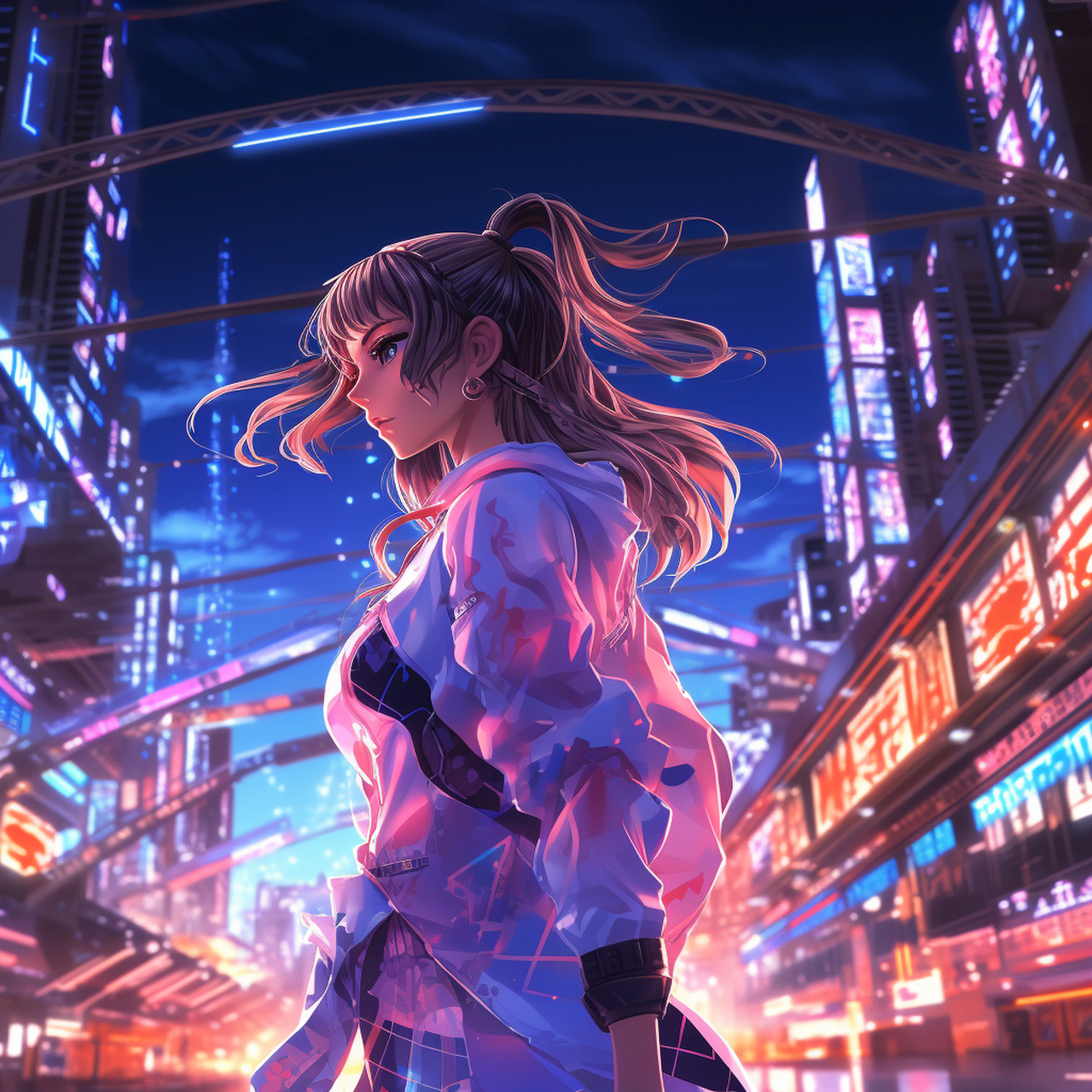 繁华街区上的美少女