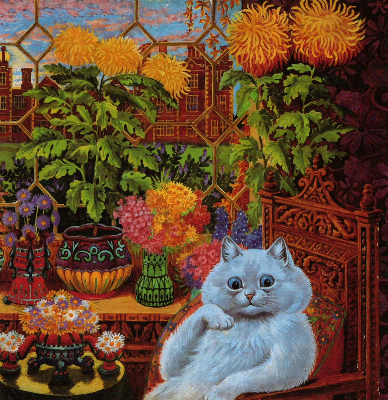 画猫的热爱  路易斯·韦恩(louis wain,1860-1939)23岁那年,韦恩娶了