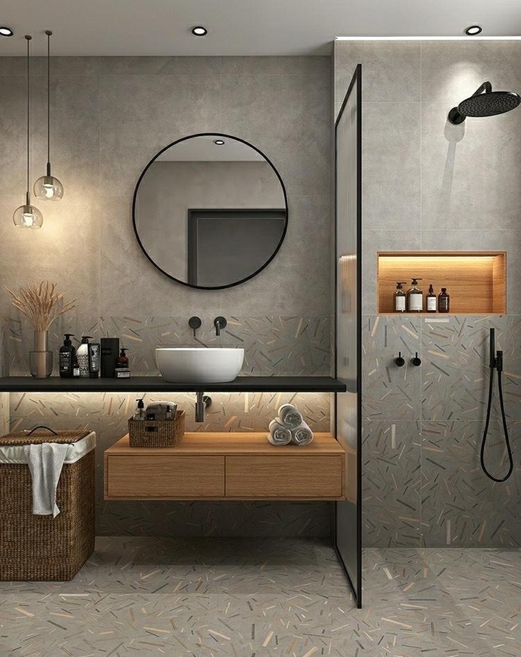 干湿分离的侘寂风卫生间设计.  你喜欢这样的装修吗?喜欢点个赞吧.