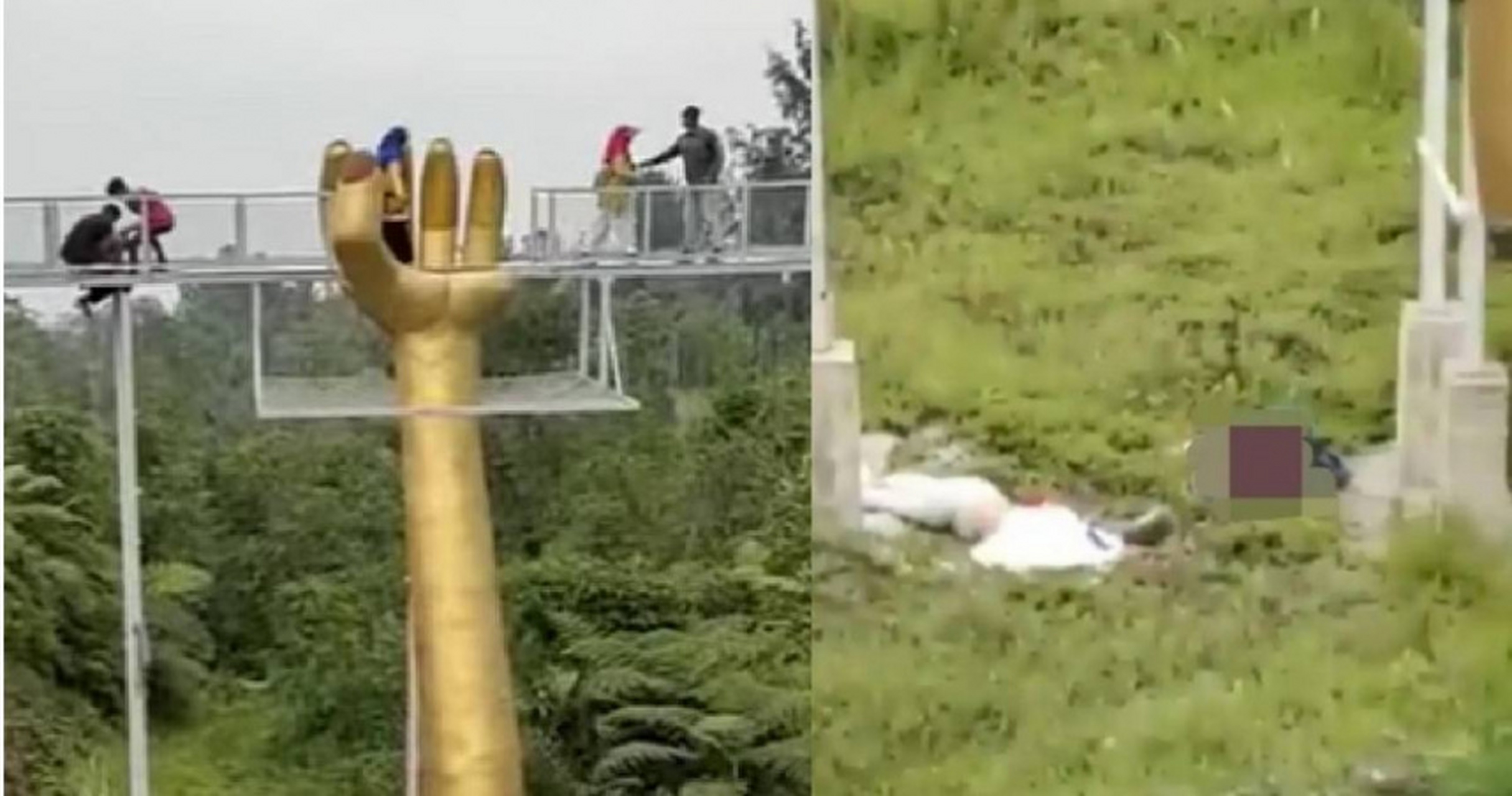 印度尼西亚中爪哇省旅游热点「the geong」玻璃桥25日发生恐怖事故,11