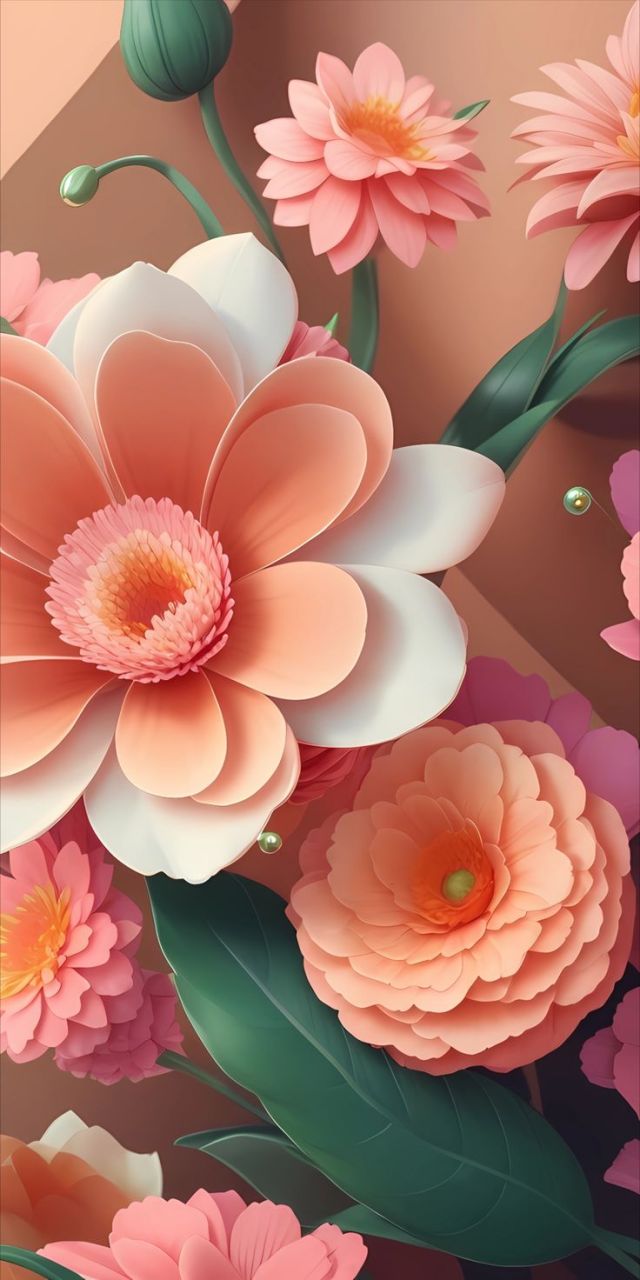 立体花朵手机壁纸,很有浮雕的质感