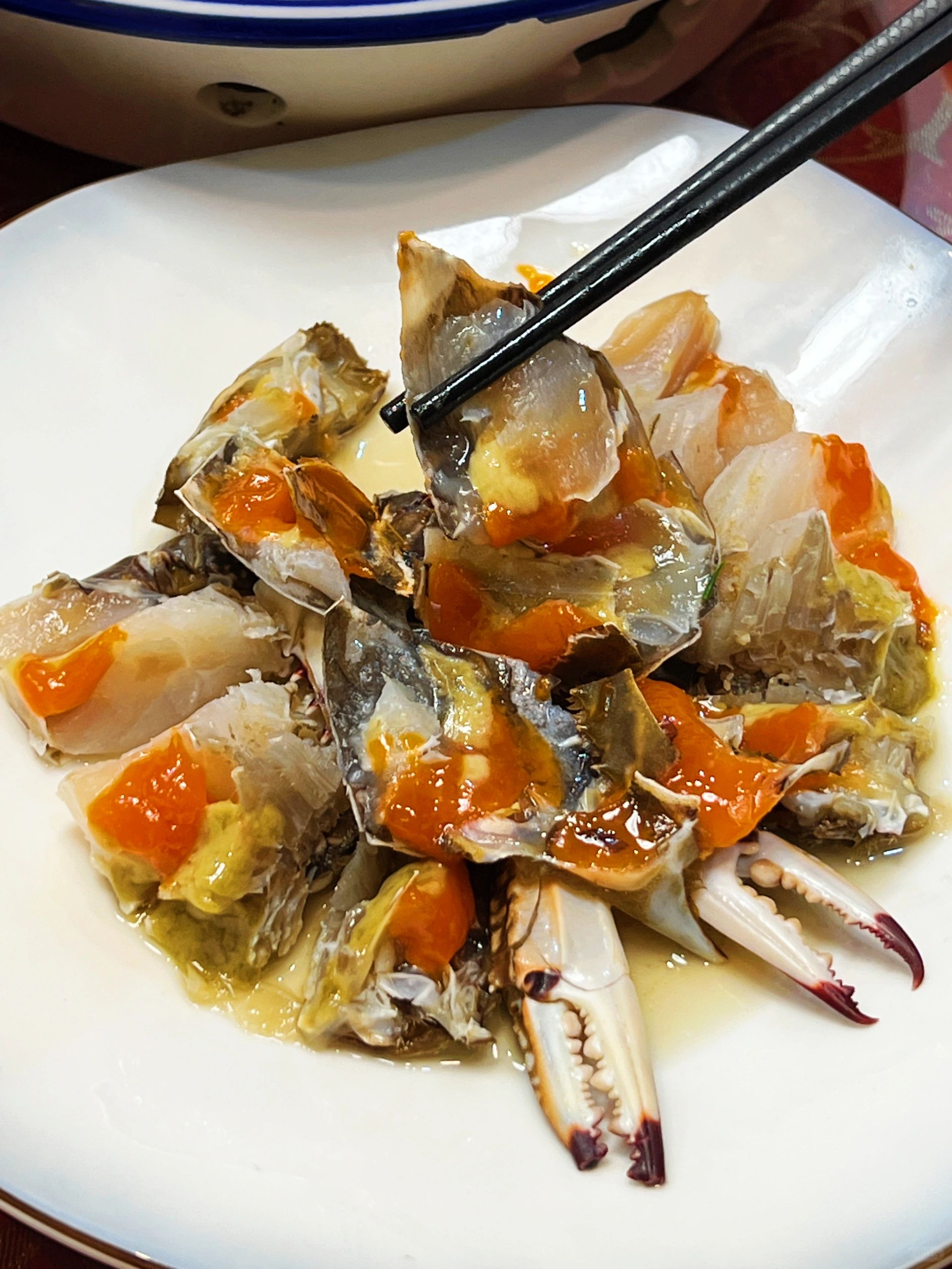 葱油梭子蟹 现在正是吃梭子蟹的最佳时间蟹肉壮实肥美