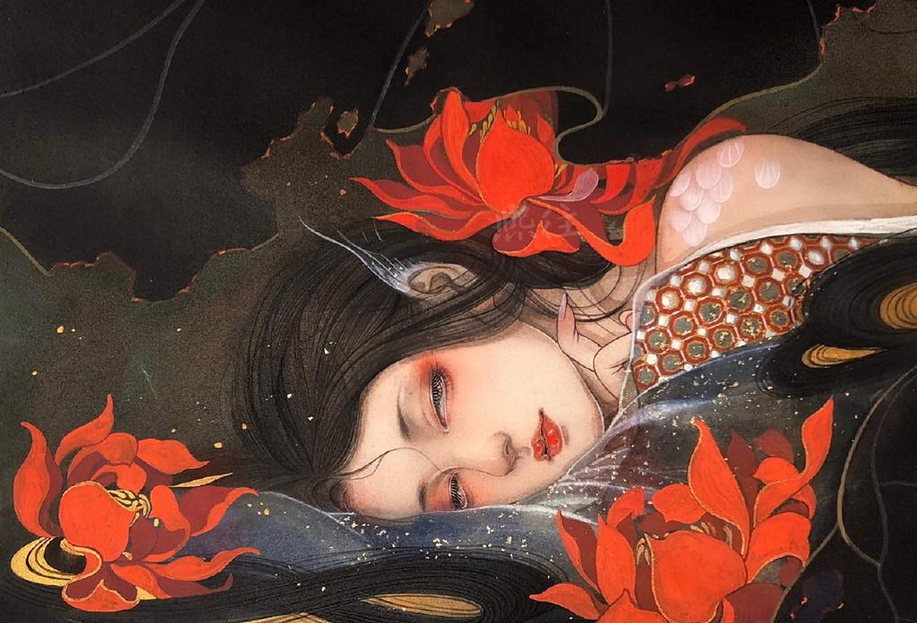 gif创作人# 手绘古风水彩人像插画 画师:熙往ljx