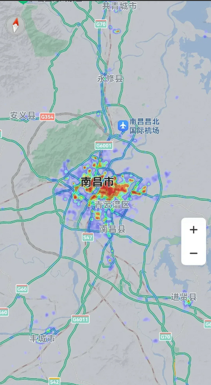 南昌与长沙同比例热力图对比
