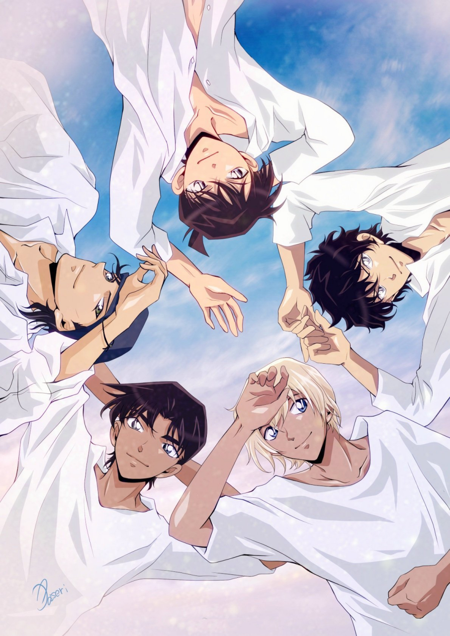 #名侦探柯南# 这是什么神仙画面,名柯中的白衬衫男神们[期待]  twi :l