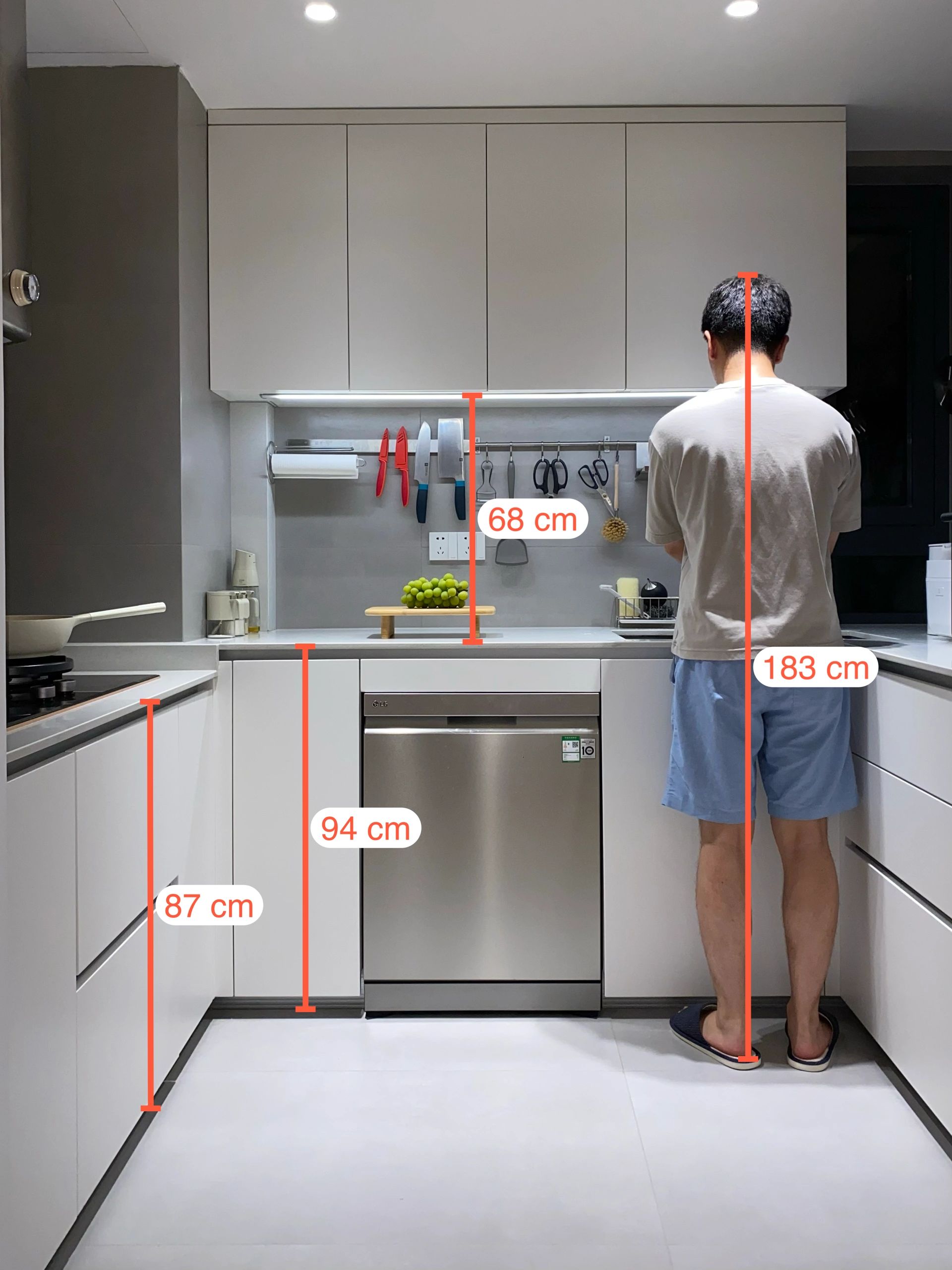 2操作台面尽可能大,我家操作区112×60,作为小厨房的
