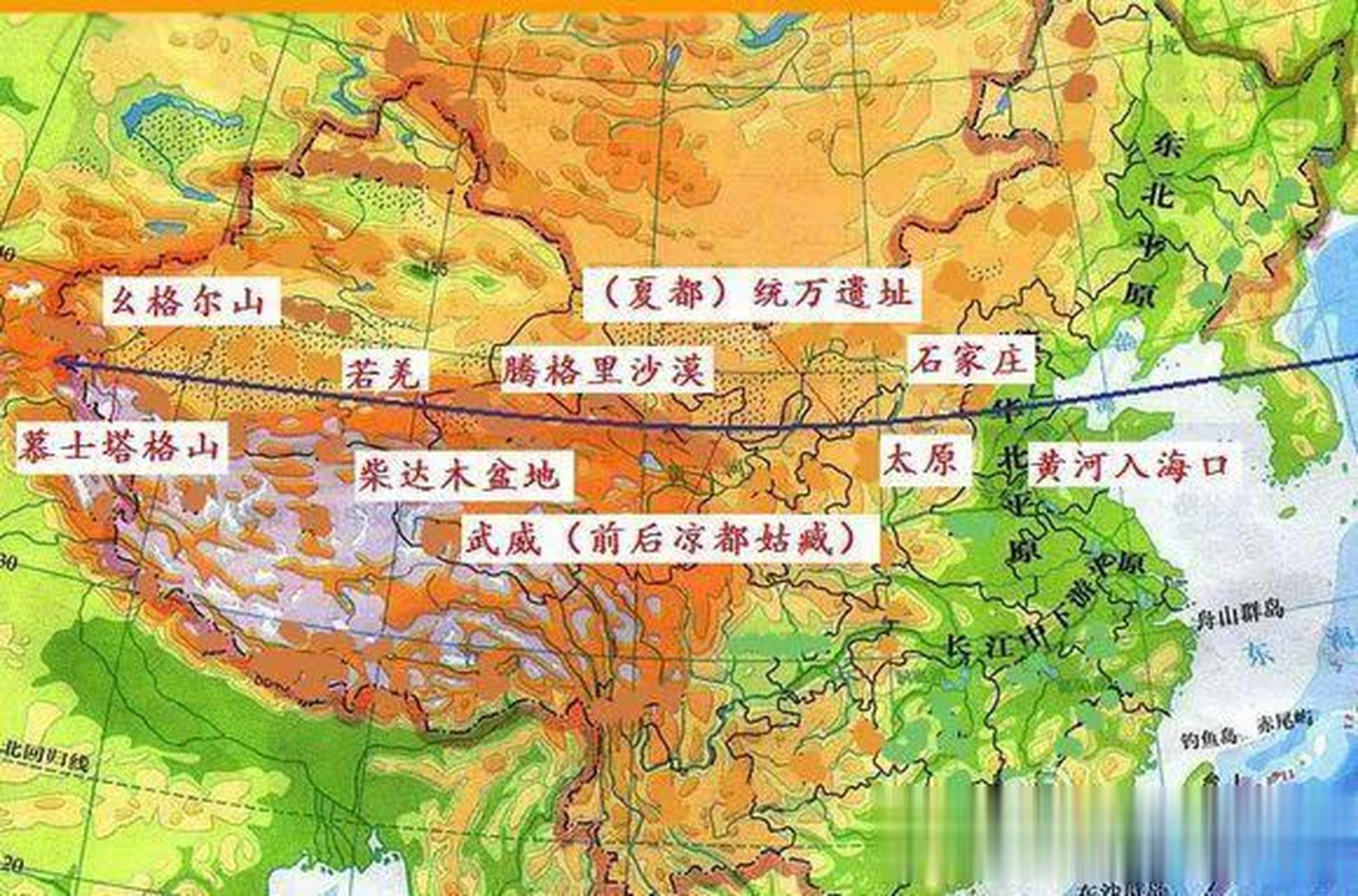 中国的三八线:看看著名的北纬38度纬线在中国都穿过了哪些地区:黄河入